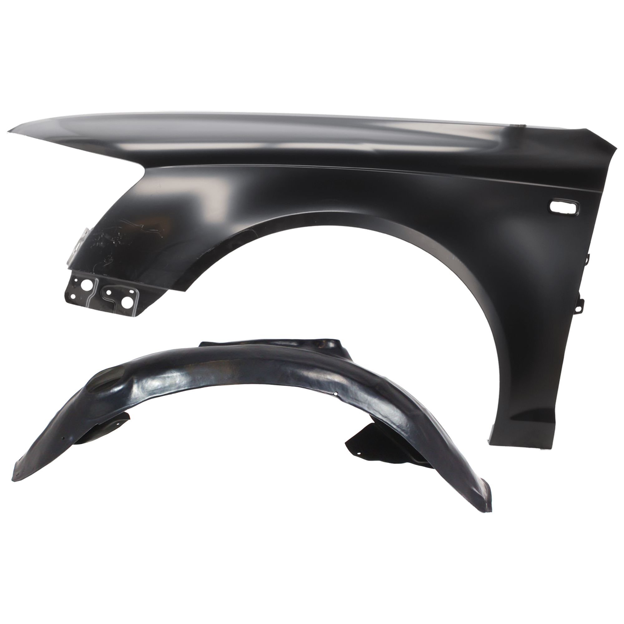 AM A6-06-08 A6 QUATTRO 05-08FRONT FENDER LH Primed with Fender Liner SKU KIT 050926 AE375 Partslink AU1240127 AU1250107 OEM 4F0821103A PFM 4F0821133P PFM
