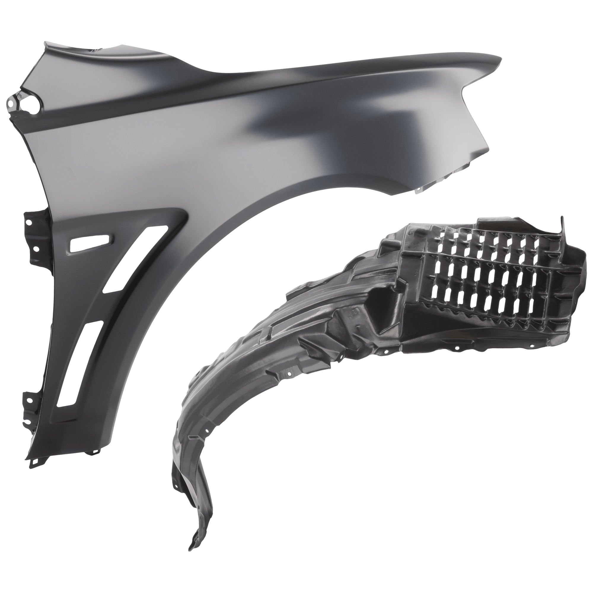 AM LANCER 08-15 FRONT FENDER RH Primed with Fender Liner SKU KIT 050926 AE392 Partslink MI1241176 MI1249123 OEM 5220C878 PFM 5370A386