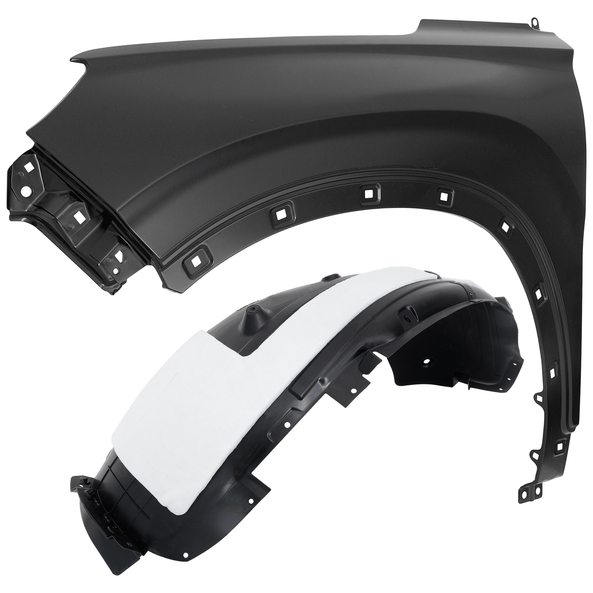 AM SANTA FE 21-23 FRONT FENDER LH Primed with Fender Liner SKU KIT 050926 AE510 Partslink HY1240173 HY1248188 OEM 66310S2000-86811S2500