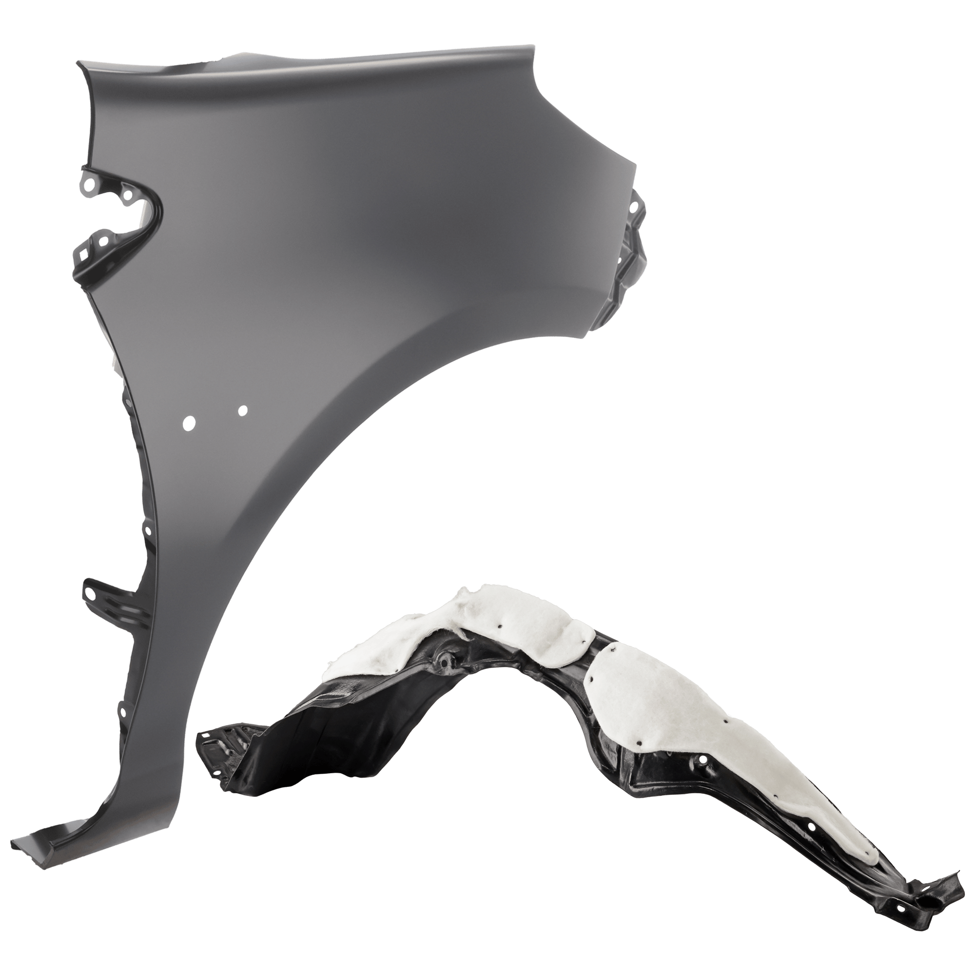 AM PRIUS C 12-14 FRONT FENDER RH Primed with Fender Liner SKU KIT 050926 AE559 Partslink TO1241241 TO1249186 OEM 5380152130-5387552360