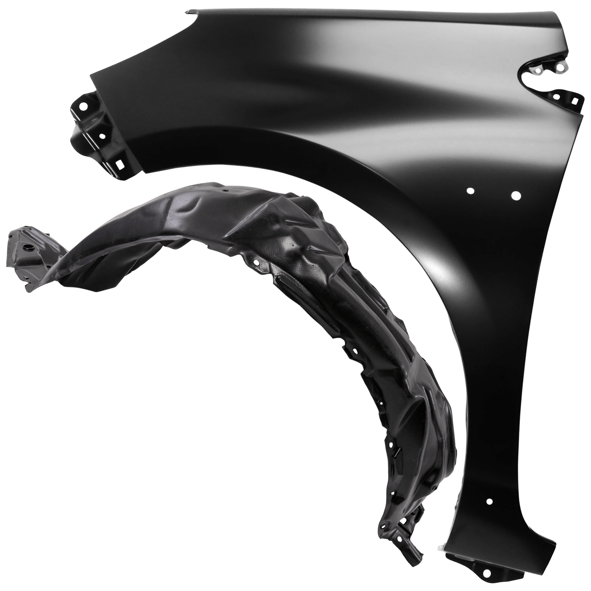 AM PRIUS C 17-17 FRONT FENDER LH Primed with Fender Liner SKU KIT 050926 AE632 Partslink TO1240265 TO1248212 OEM 5380252160-5387652400