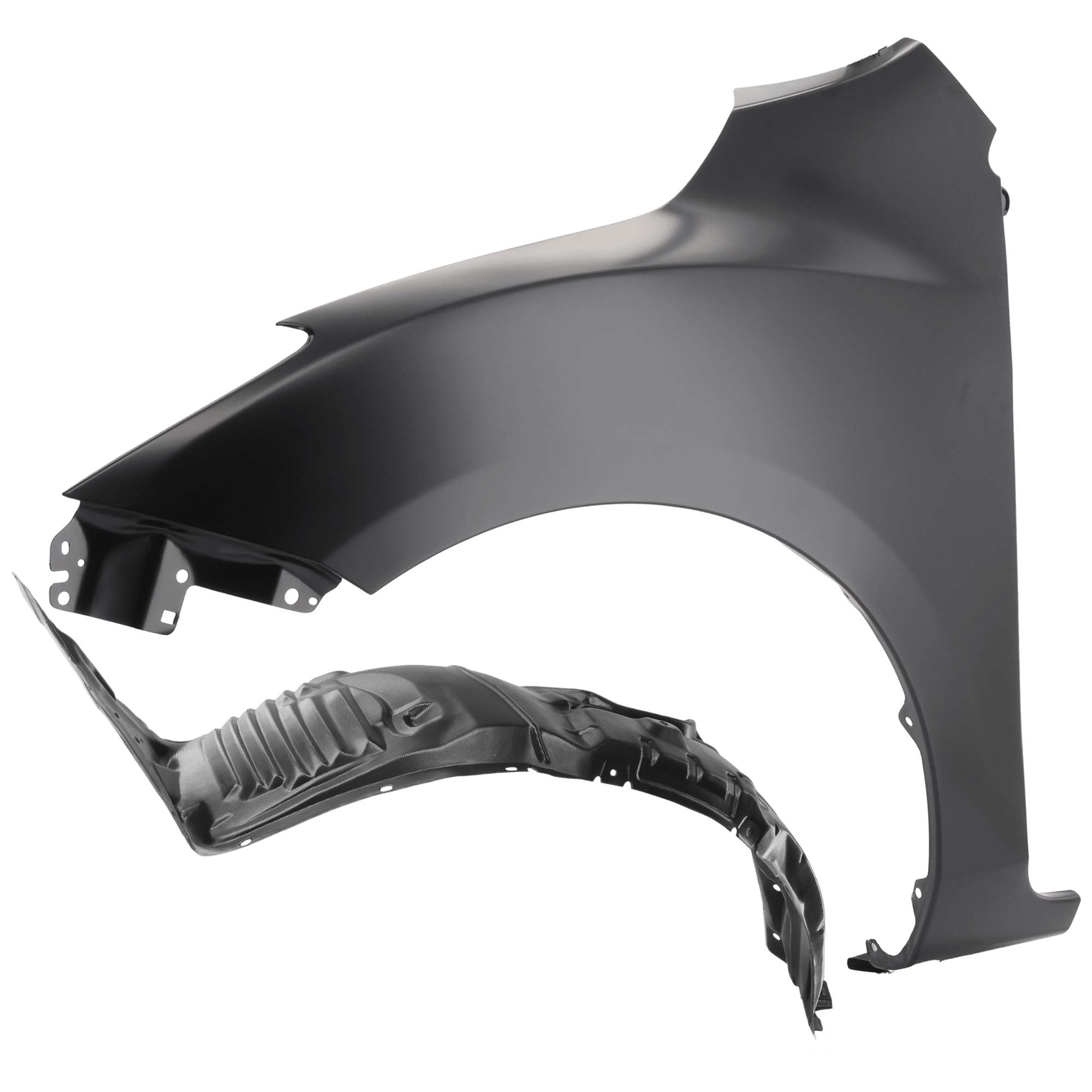 AM MAZDA 3-10-11 FRONT FENDER LH 2 pc Kit Primed with Fender Liner SKU KIT 050926 AE690 Partslink MA1240163 MA1248138 OEM BBM452211B BBP356140G