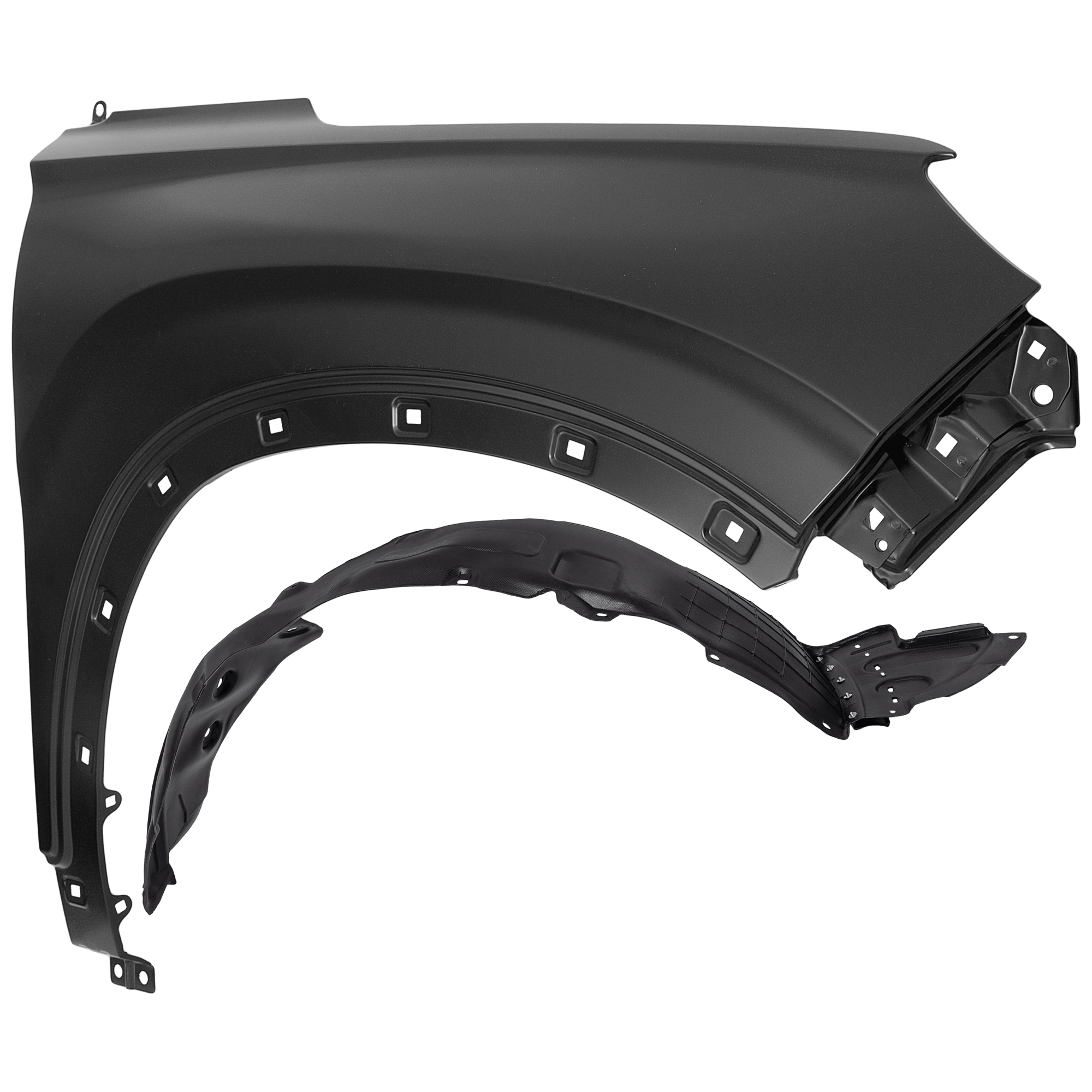 AM SANTA FE 19-19 FRONT FENDER RH 2 pc Kit Primed with Fender Liner SKU KIT 050926 AE703 Partslink HY1241173 HY1249163 OEM 66320S2000-86812B8500 PFM