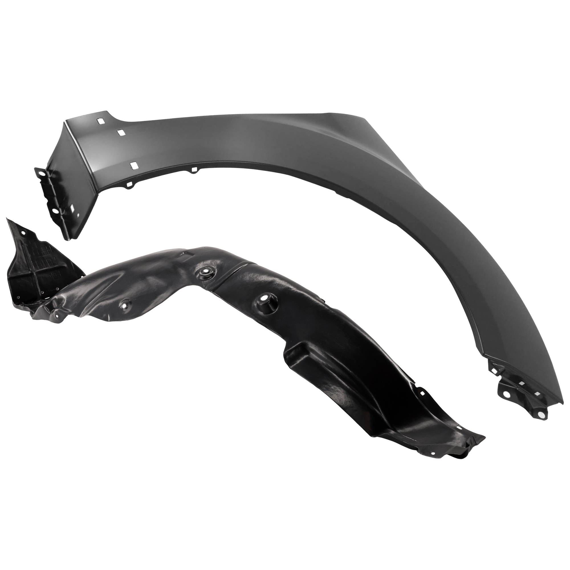 AM VELOSTER 13-15 FRONT FENDER RH 2 pc Kit Primed with Fender Liner SKU KIT 050926 AE708 Partslink HY1241157 HY1249160 OEM 663212V500-868122V510 PFM