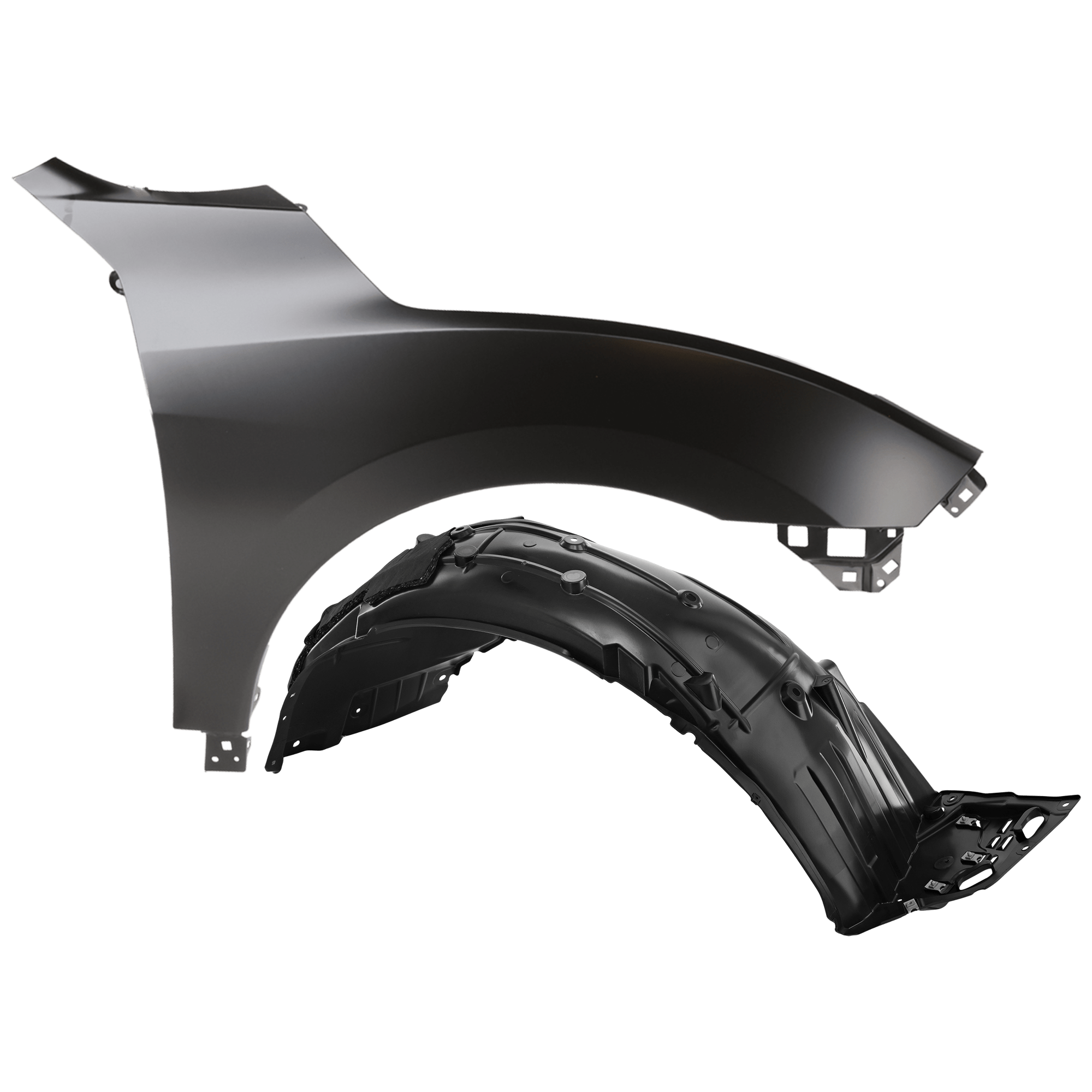 AM CIVIC 17-19 FRONT FENDER RH 2 pc Kit Primed with Fender Liner SKU KIT 050926 AE713 Partslink HO1241195 HO1249203 OEM 60211TGGA00ZZ 74101TGGA10