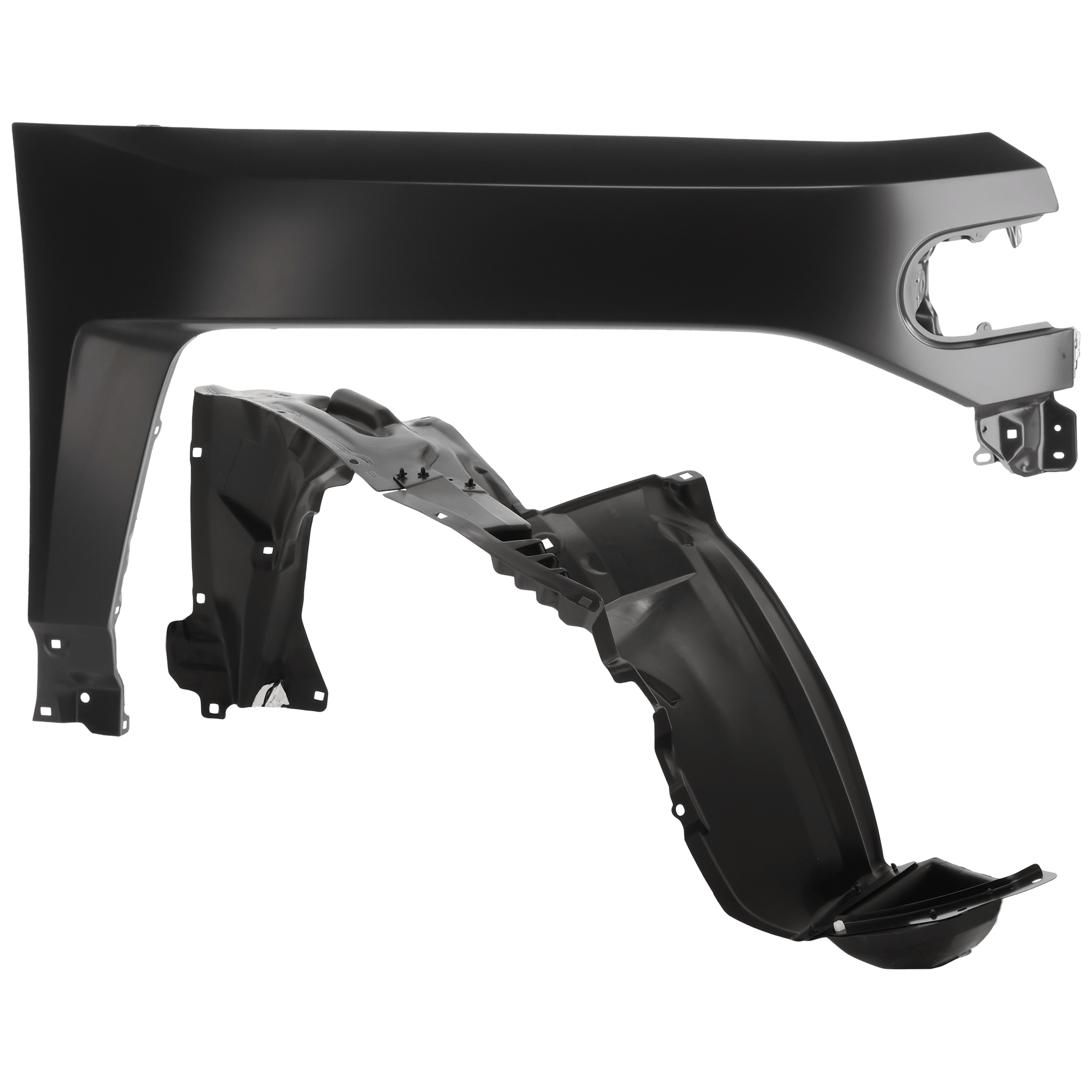 AM FJ CRUISER 07-09 FRONT FENDER RH 2 pc Kit Primed with Fender Liner SKU KIT 050926 AE748 Partslink TO1241214 TO1251123 OEM 5380135600-5380735111