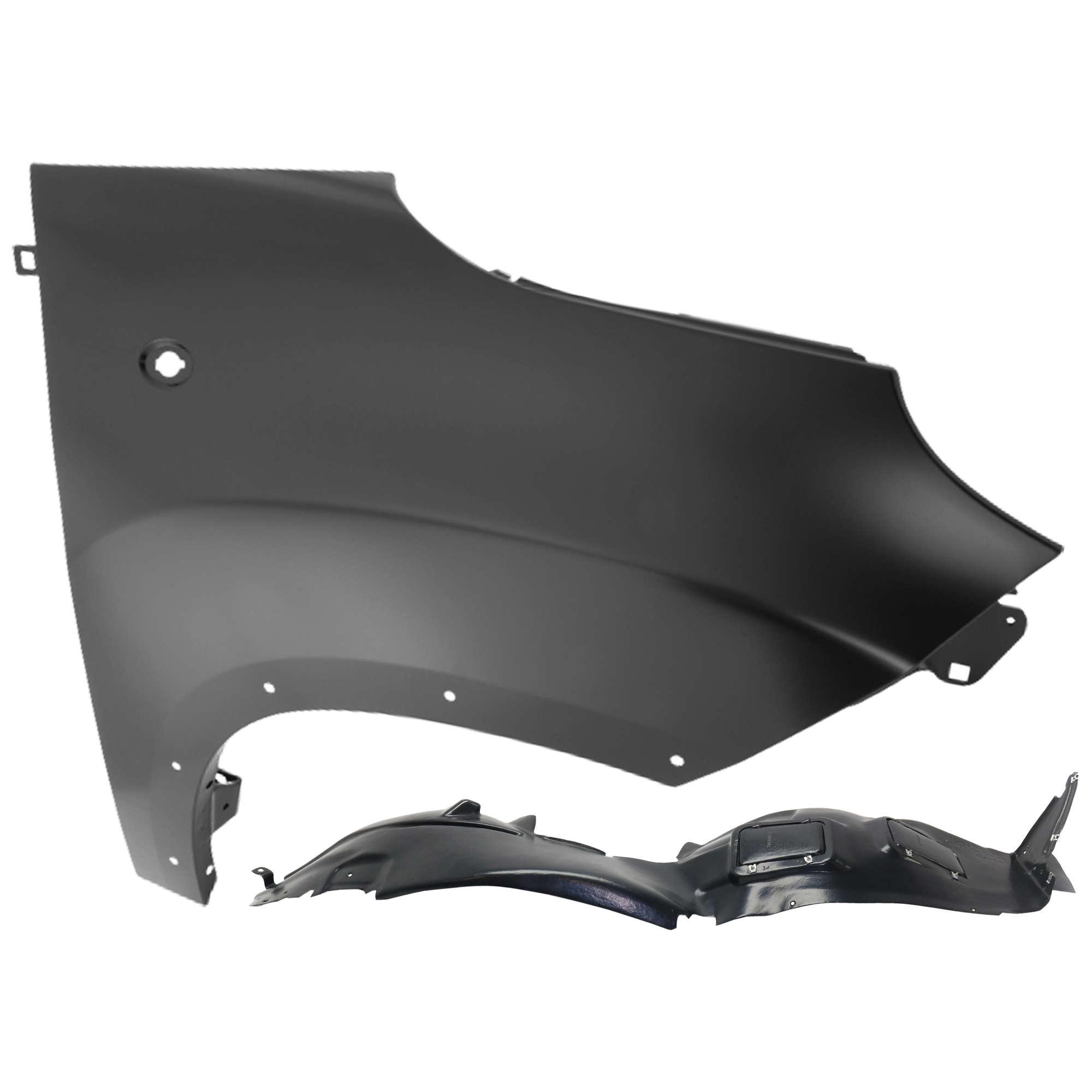 AM 500L 14-17 FRONT FENDER RH 2 pc Kit Primed with Fender Liner SKU KIT 050926 AE756 Partslink FI1241102 FI1249101 OEM 68246839AA 68225405AA PFM