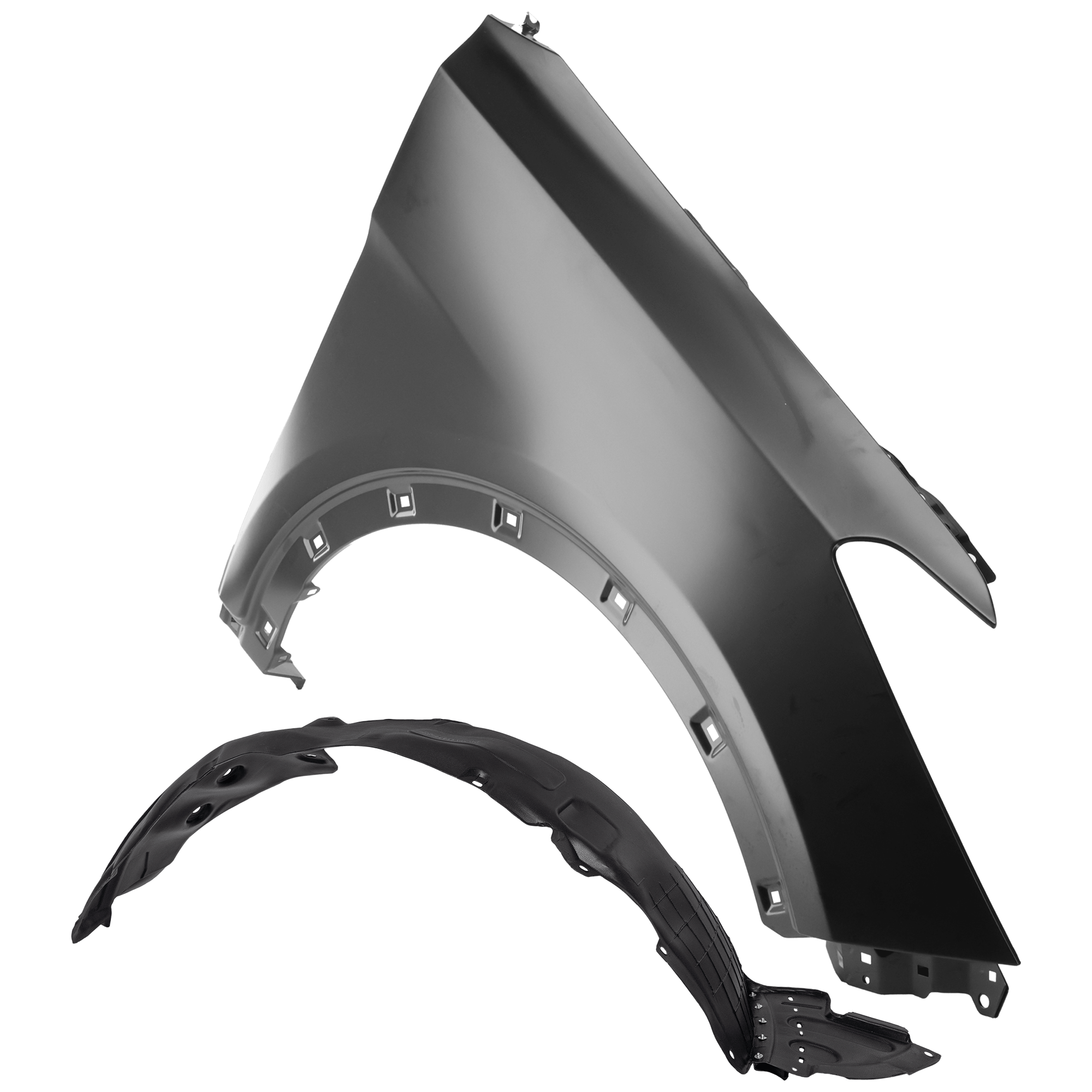 AM SANTA FE 17-17 SANTA FE XL 19-19 FRONT FENDER RH 2 pc Kit Primed with Fender Liner SKU KIT 050926 AE772 Partslink HY1241160 HY1241159 HY1249163 OEM 66320B8000-663204Z000-86812B85