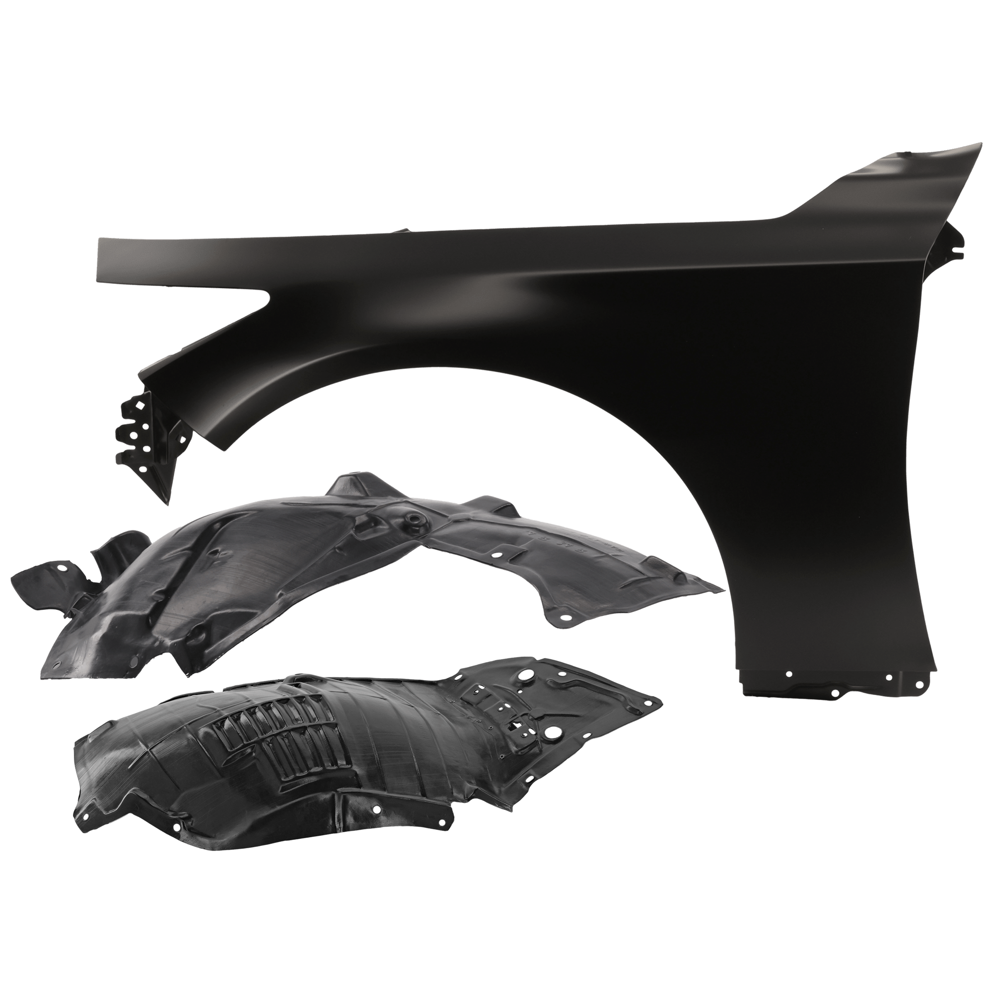 AM Q50-14-23 FRONT FENDER LH 3 pc Kit Primed with Fender Liners SKU KIT 050926 AE809 Partslink IN1240123 IN1248131 IN1248128 OEM F31014HKMA 638414GA0A 638414GA