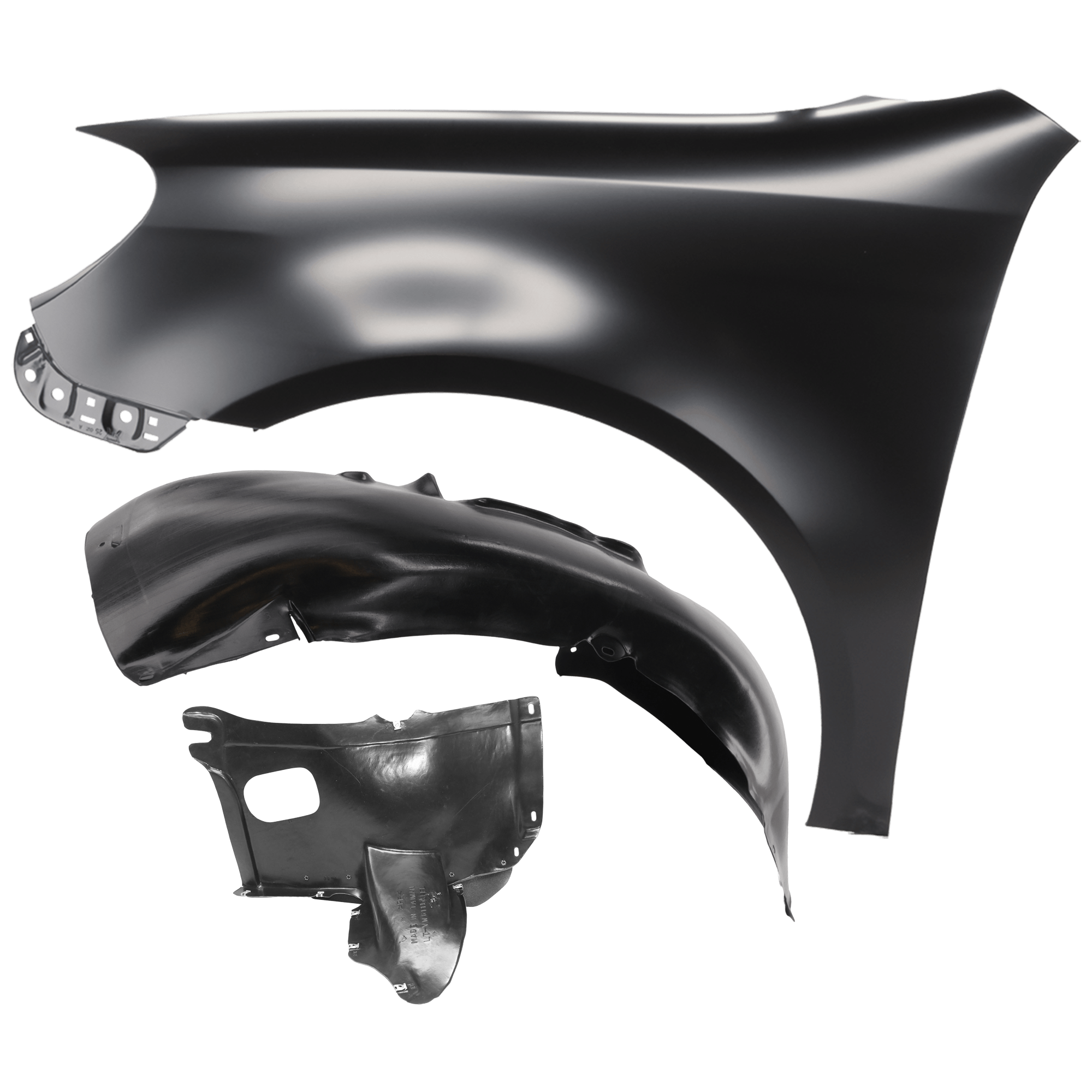 AM GOLF JETTA 10-14 FRONT FENDER LH 3 pc Kit Primed with Fender Liners SKU KIT 050926 AE816 Partslink VW1240143 VW1250109 VW1248134 OEM 1K9821021-1K5805977B 1K9805911