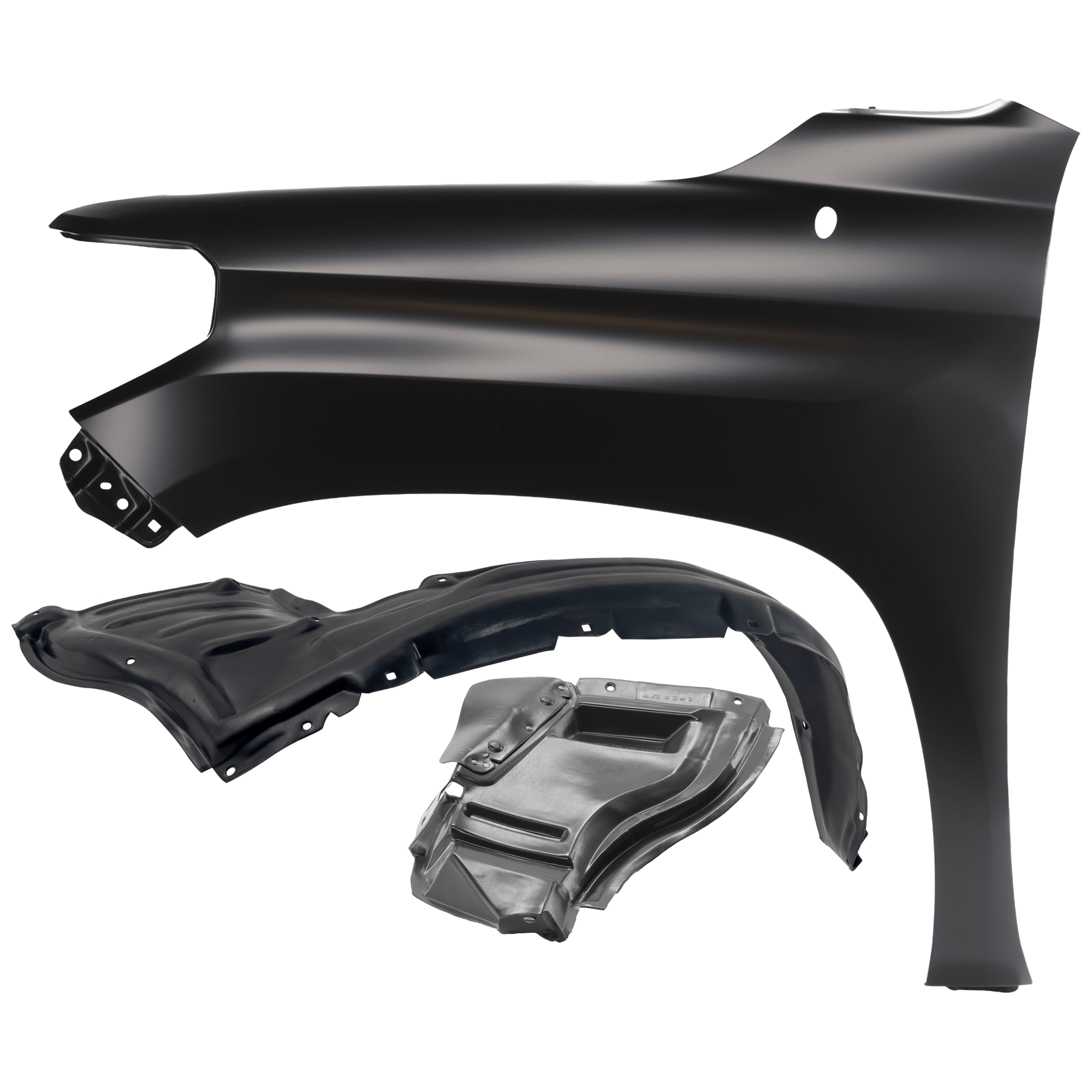 AM TUNDRA 14-21 FRONT FENDER LH 3 pc Kit Primed with Fender Liners SKU KIT 050926 AE817 Partslink TO1240249 TO1248190 TO1248192 OEM 538120C050-538760C070-538060C0