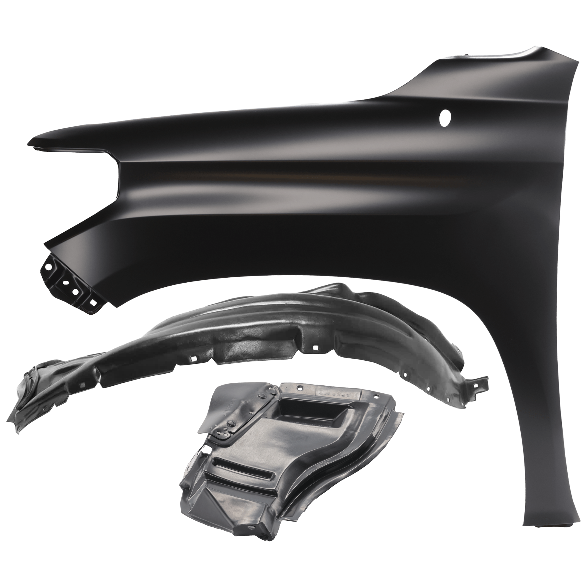 AM TUNDRA 14-21 FRONT FENDER LH 3 pc Kit Primed with Fender Liners SKU KIT 050926 AE818 Partslink TO1240249 TO1248191 TO1248192 OEM 538120C050-538080C030-538060C0