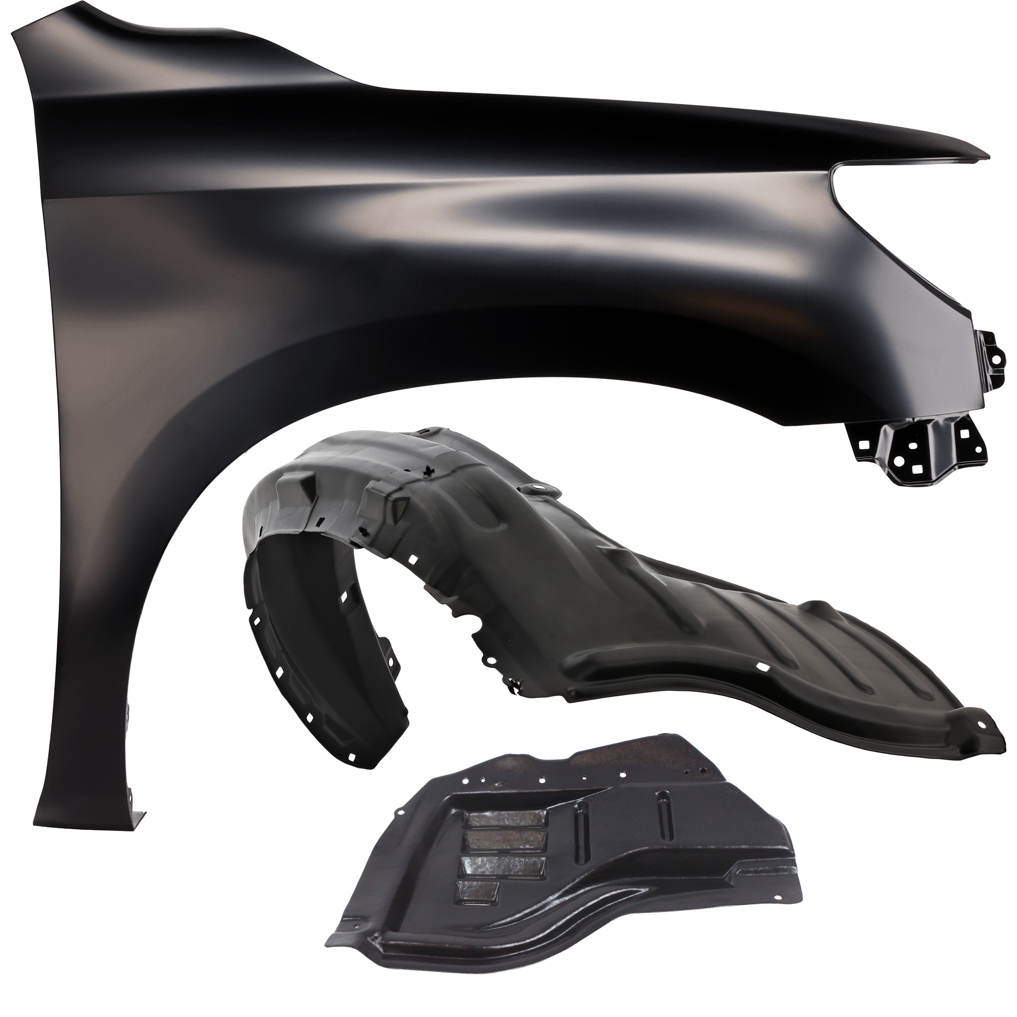 AM SEQUOIA 08-22 FRONT FENDER RH 3 pc Kit Primed with Fender Liners SKU KIT 050926 AE826 Partslink TO1241225 TO1249153 TO1249145 OEM 538010C230-538050C030-538070C0