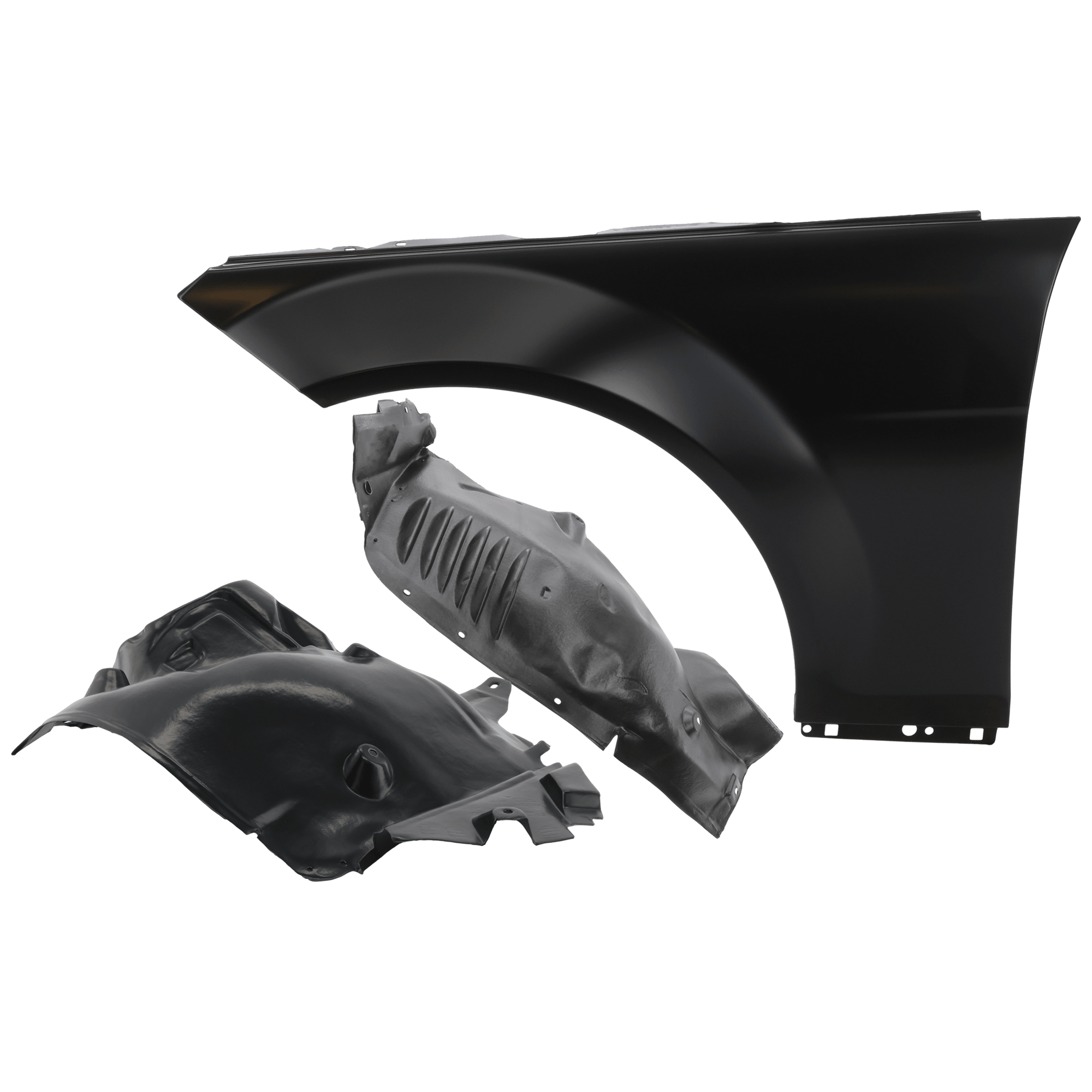 AM C300 C350-08-11 FRONT FENDER LH 3 pc Kit Primed with Fender Liners SKU KIT 050926 AE845 Partslink MB1248146 OEM 2048800118 PFM 2046904730-2046