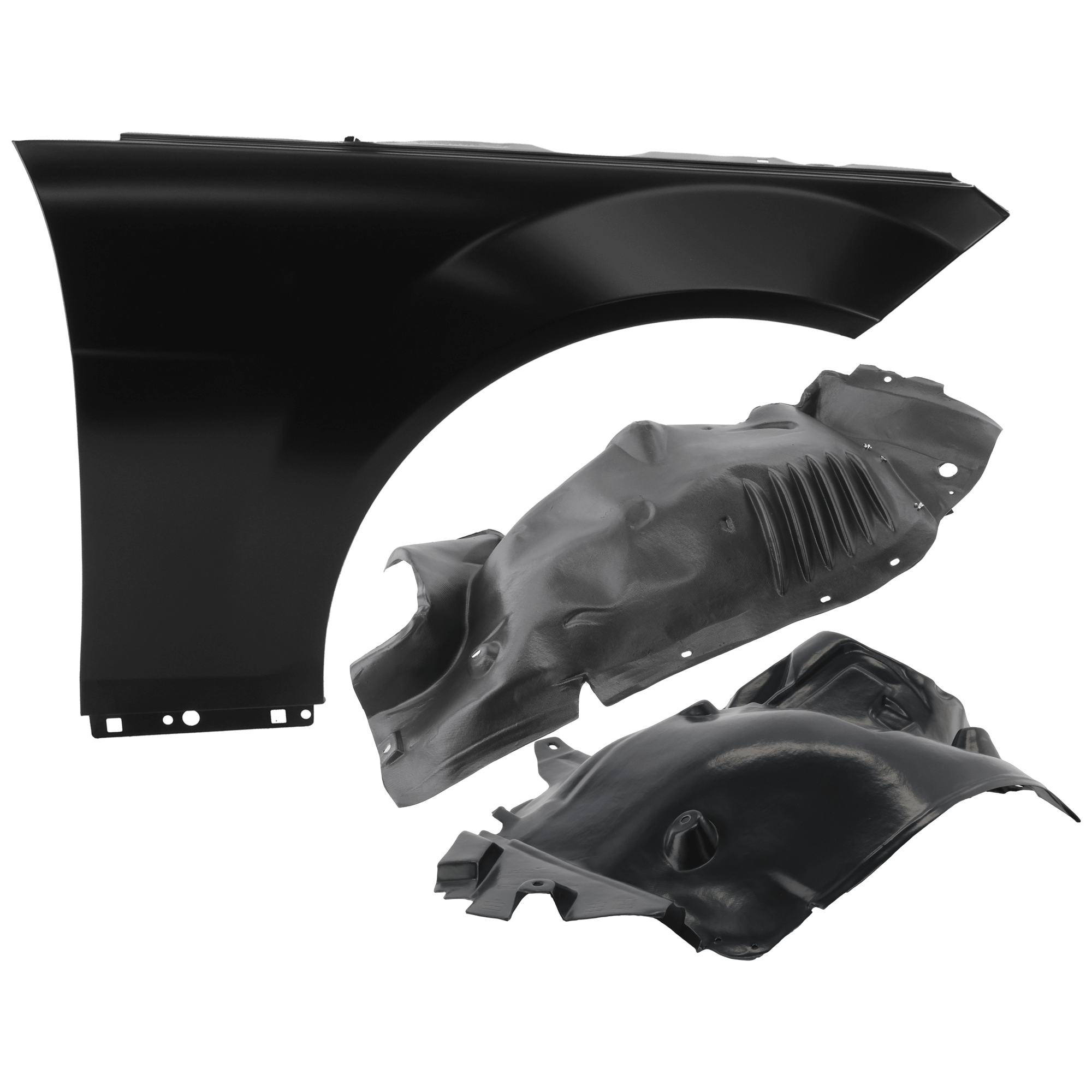 AM C300 C350-08-11 FRONT FENDER RH 3 pc Kit Primed with Fender Liners SKU KIT 050926 AE850 Partslink MB1249146 OEM 2048800218 PFM 2046904830-2046