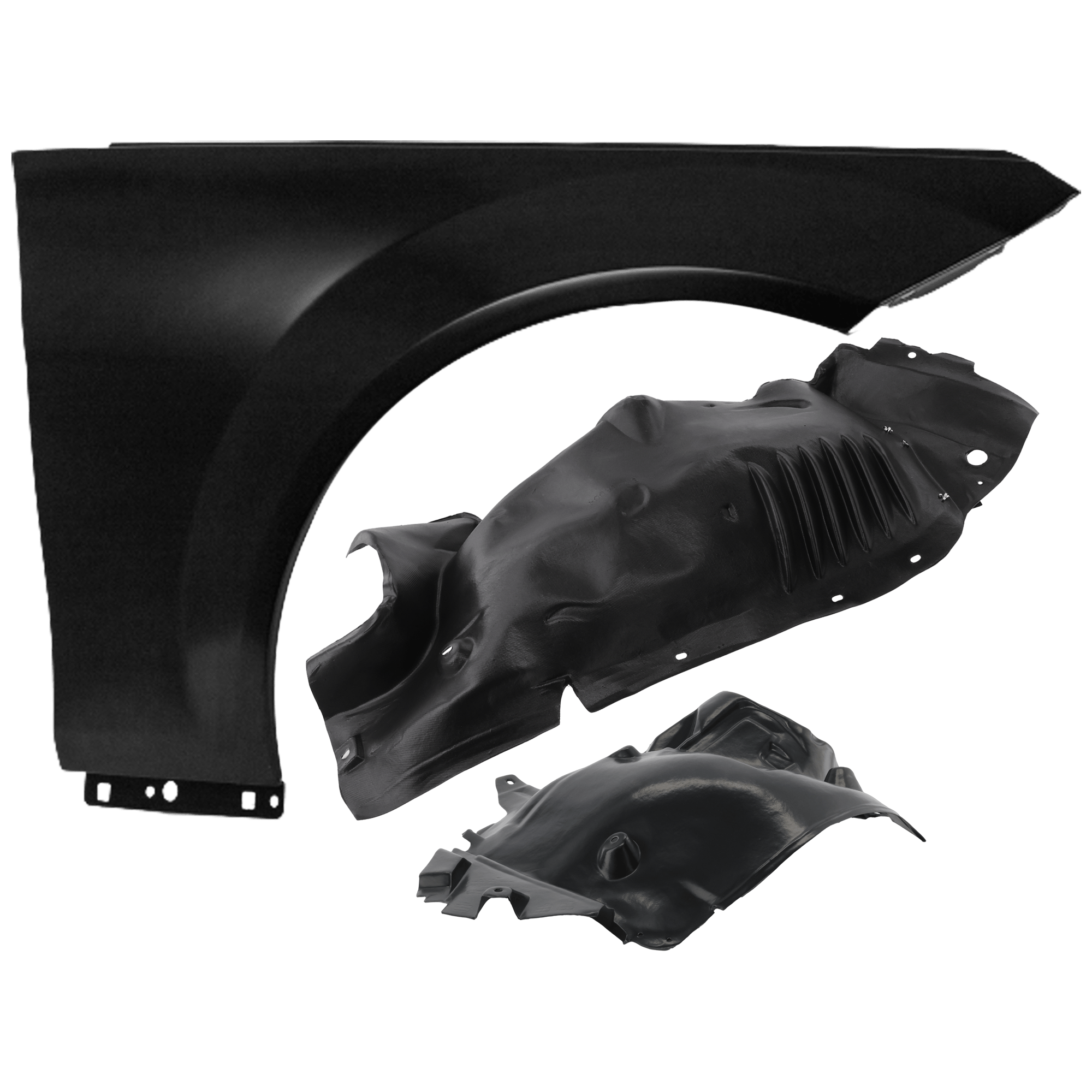 AM C300 C350-08-11 FRONT FENDER RH 3 pc Kit Primed with Fender Liners SKU KIT 050926 AE853 Partslink MB1241132 MB1249146 OEM 2048801418-2046904830-20469056