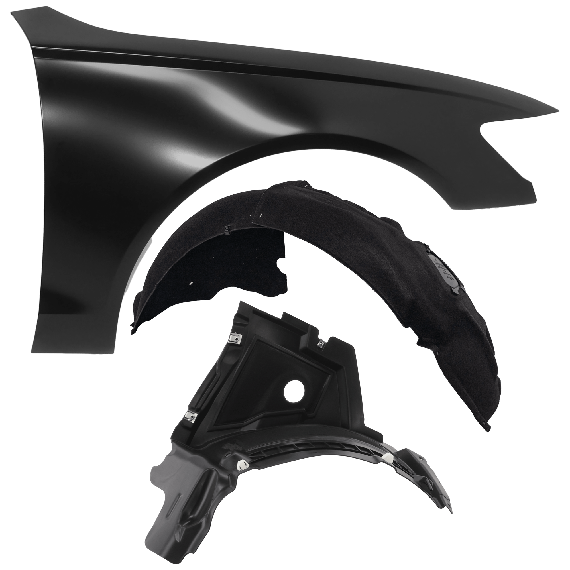 AM A6 A6 QUATTRO 12-15 FRONT FENDER RH 3 pc Kit Primed with Fender Liners SKU KIT 050926 AE867 Partslink AU1241125 AU1243100 AU1249132 OEM 4G0821102-4G0853888C 4G0821134