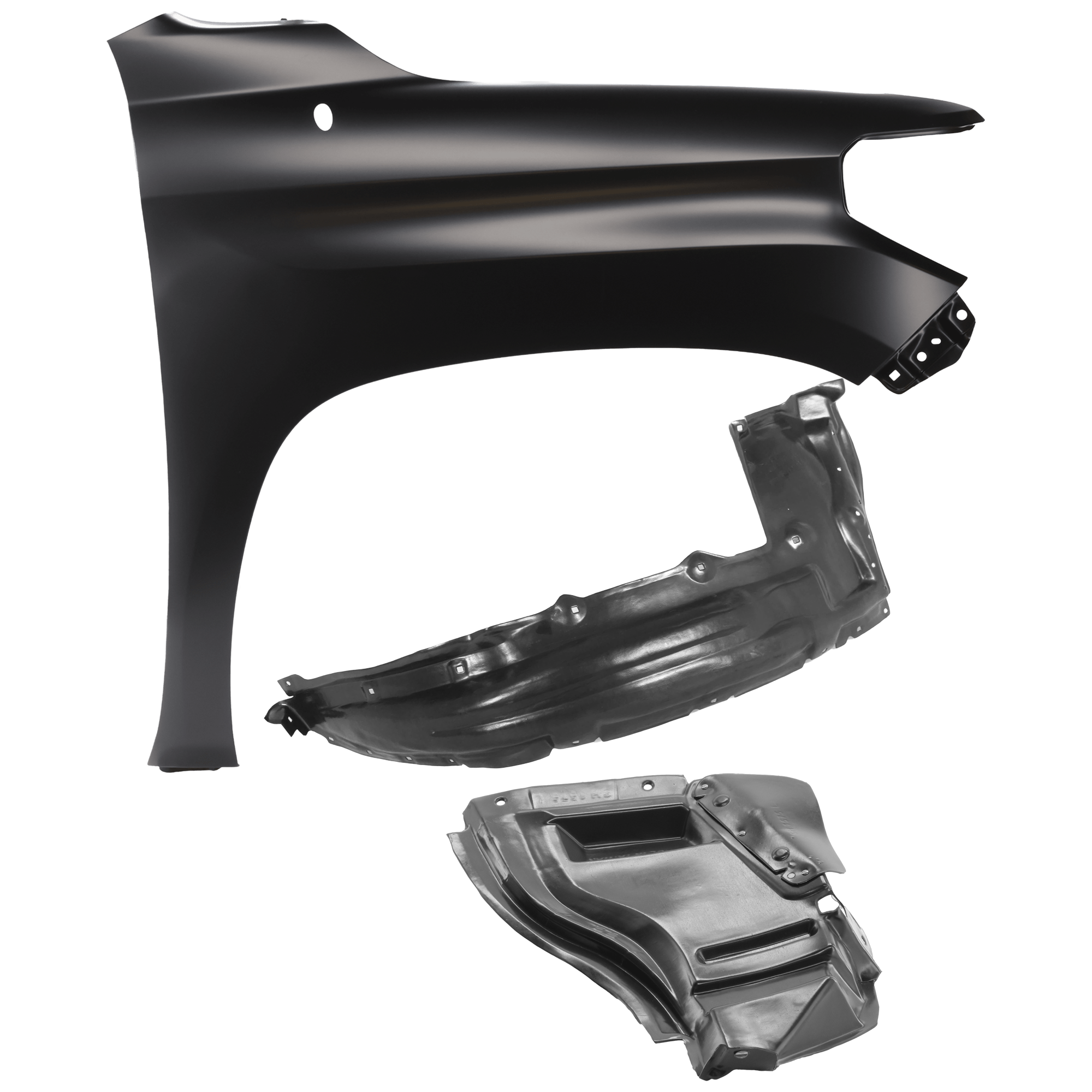 AM TUNDRA 14-19 FRONT FENDER RH 3 pc Kit Primed with Fender Liners SKU KIT 050926 AE868 Partslink TO1241249 TO1249191 TO1249192 OEM 538110C060-538750C070-538050C0