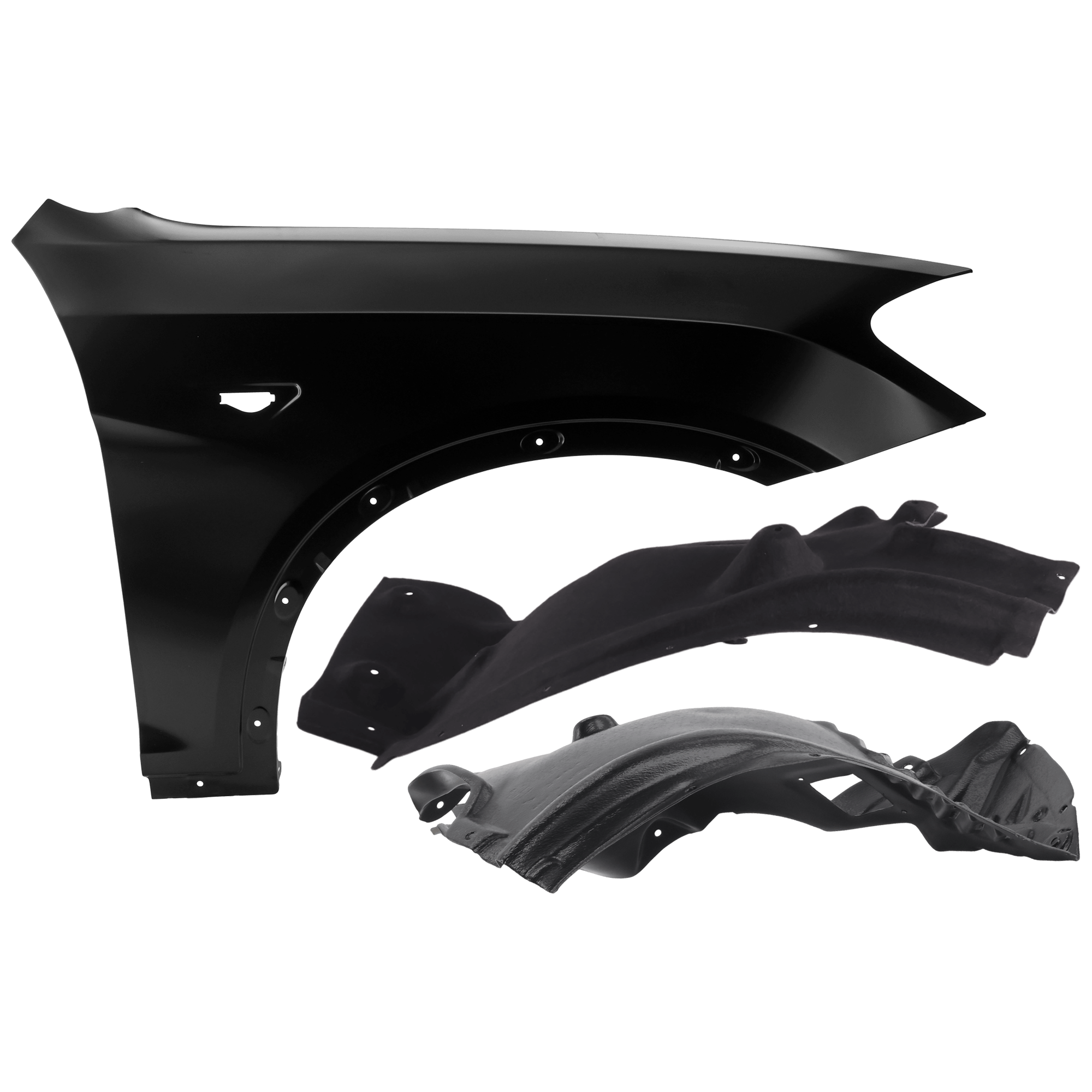 AM X3-11-17 FRONT FENDER RH 3 pc Kit Primed with Fender Liners SKU KIT 050926 AE887 Partslink BM1241154 BM1249127 BM1249150 OEM 41357267324-51717213644-517172