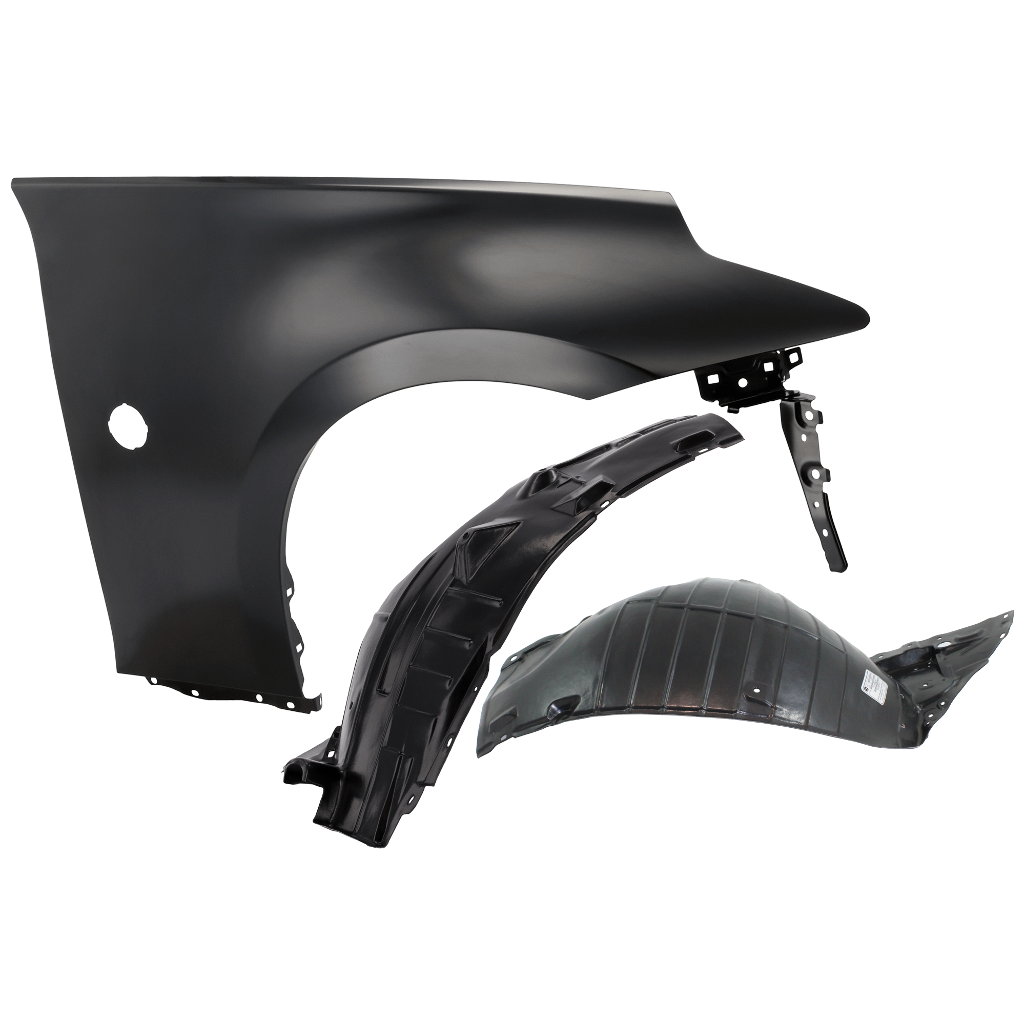 AM 370Z 09-19 FRONT FENDER RH 3 pc Kit Primed with Fender Liners SKU KIT 050926 AE890 Partslink NI1241209 NI1249122 NI1249121 OEM FCA001EAMA 638421EA0A 638441EA