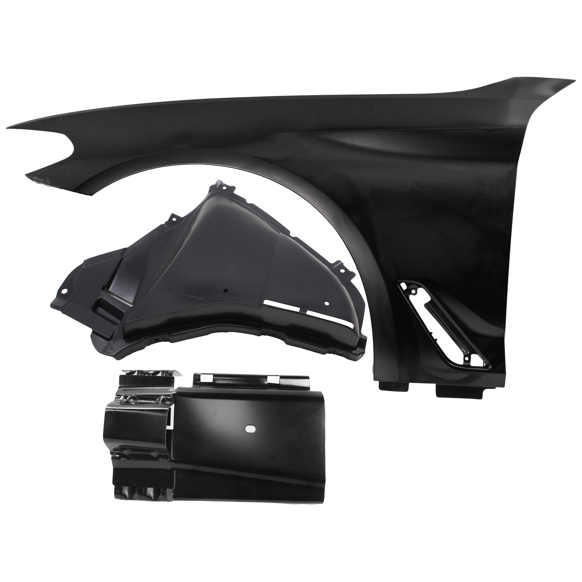 AM 5 SERIES 17-20 FRONT FENDER LH 3 pc Kit Primed with Fender Liners SKU KIT 050926 AE899 Partslink BM1240171 BM1248158 BM1250133 OEM 41007443687 PFM 41007443689 PF