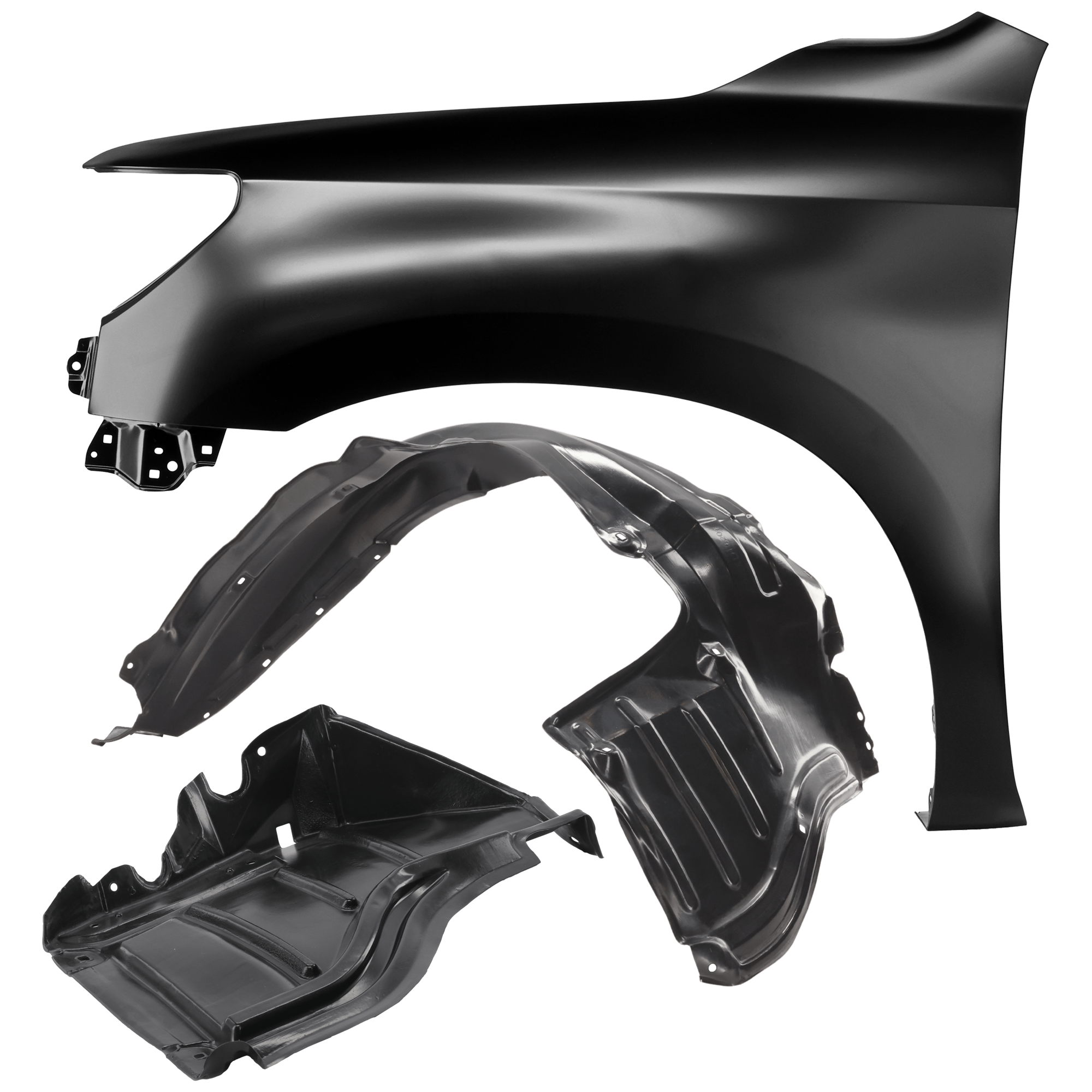 AM TUNDRA 07-13 FRONT FENDER LH 3 pc Kit Primed with Fender Liners SKU KIT 050926 AE929 Partslink TO1240217 TO1248147 TO1248145 OEM 538020C170-538060C020-538080C0