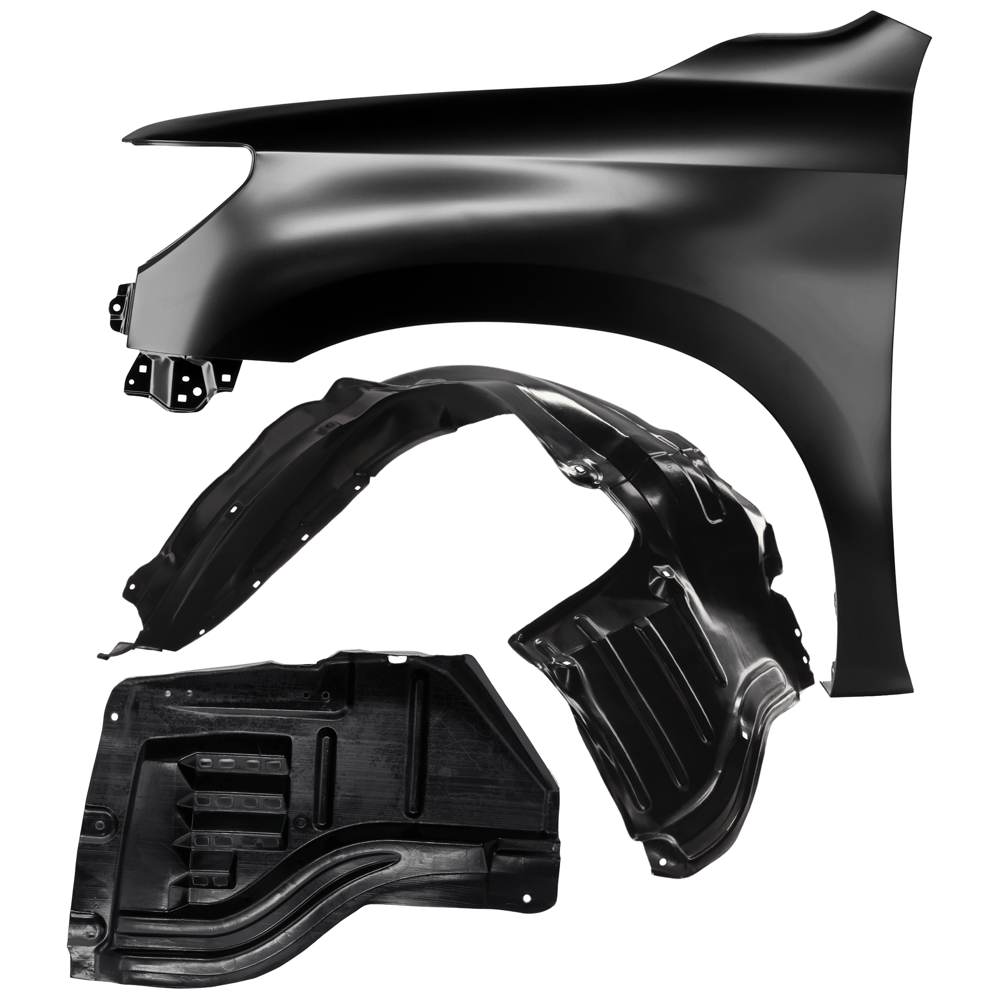 AM TUNDRA 07-13 FRONT FENDER LH 3 pc Kit Primed with Fender Liners SKU KIT 050926 AE930 Partslink TO1240217 TO1248146 TO1248145 OEM 538020C170-538060C011-538080C0