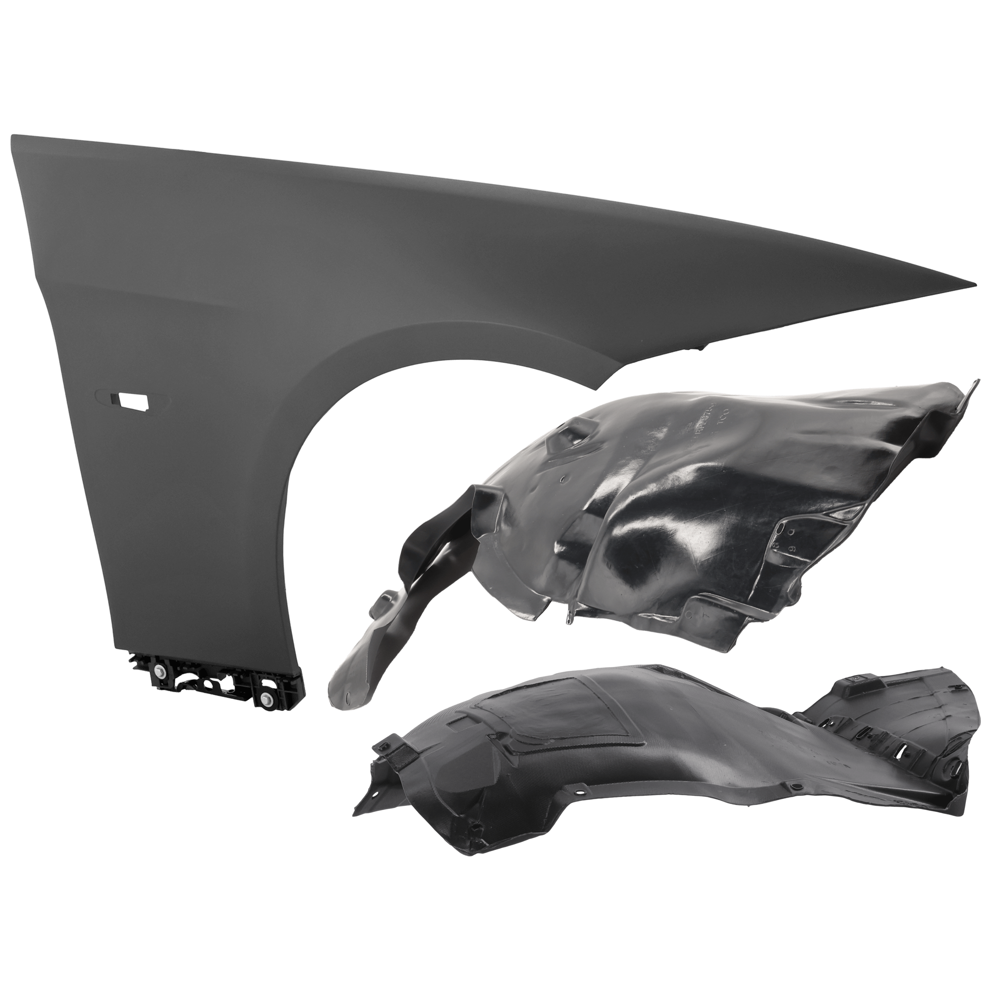 AM 335IS 11-11 FRONT FENDER RH 3 pc Kit Primed with Fender Liners SKU KIT 050926 AE939 Partslink BM1241142 BM1249100 OEM 41357168988-51717154412-517170