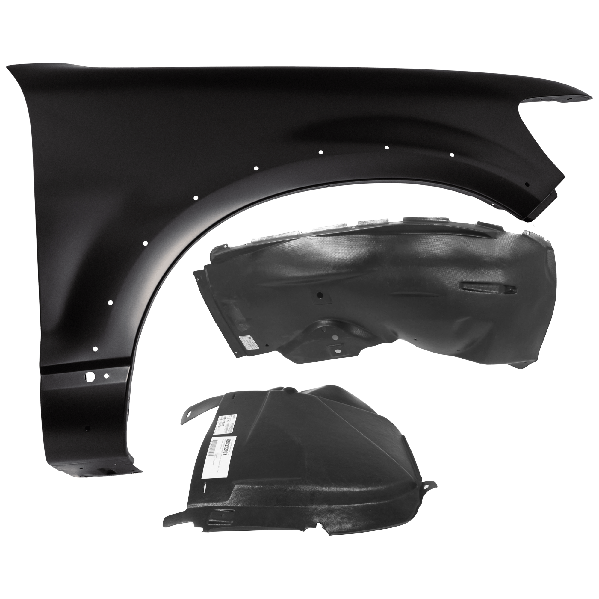 AM EXPLORER EXPLORER SPORT TRAC 07-10 FRONT FENDER RH 3 pc Kit Primed with Fender Liners SKU KIT 050926 AE948 Partslink FO1241252 FO1249127 FO1249133 OEM 7A2Z16005A 6L2Z16184AA 6L2Z160