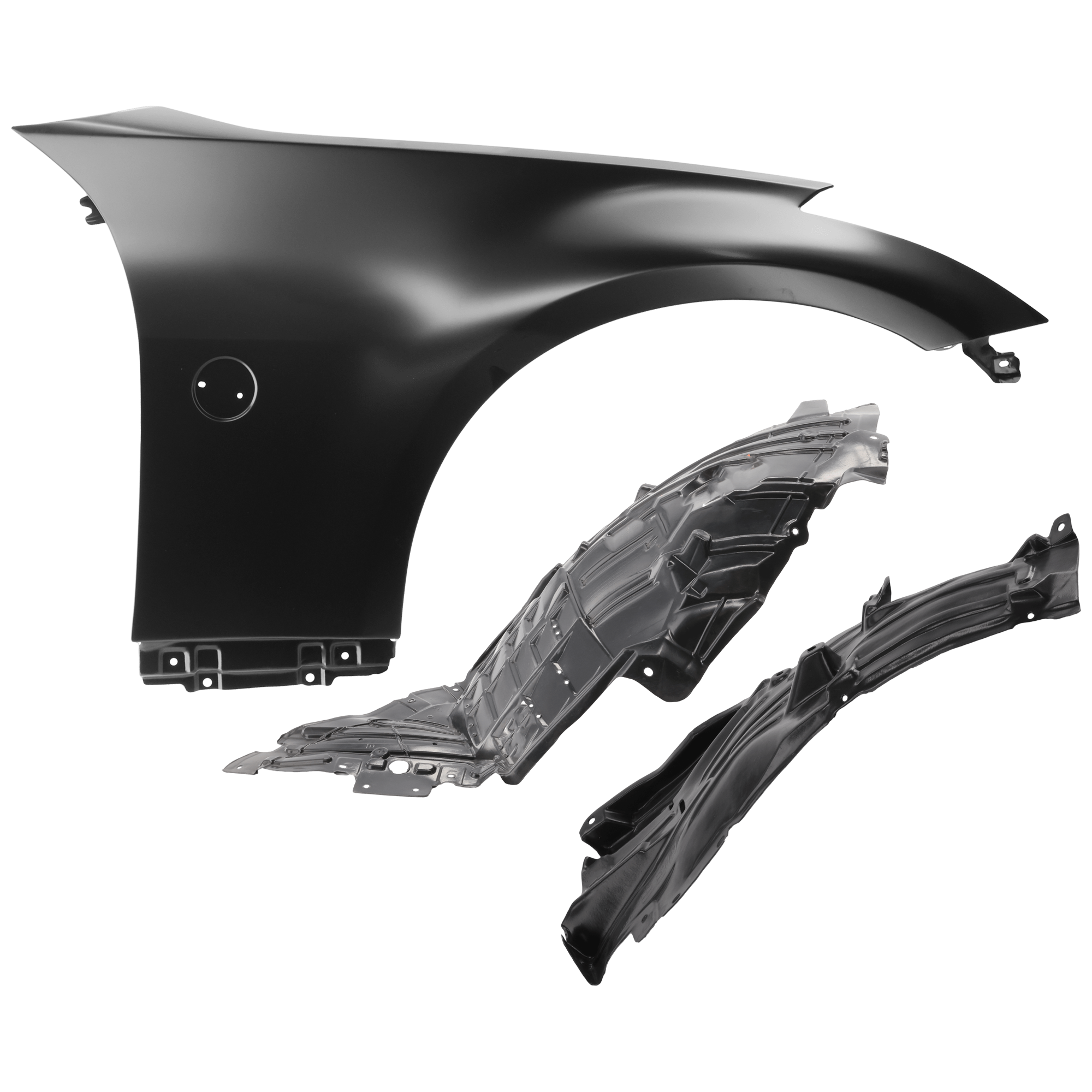 AM 350Z 06-09 FRONT FENDER RH 3 pc Kit Primed with Fender Liners SKU KIT 050926 AE964 Partslink NI1241177 NI1251131 NI1251138 NI1251133 OEM FCA00CD0MA 63842CD000-63842CF4
