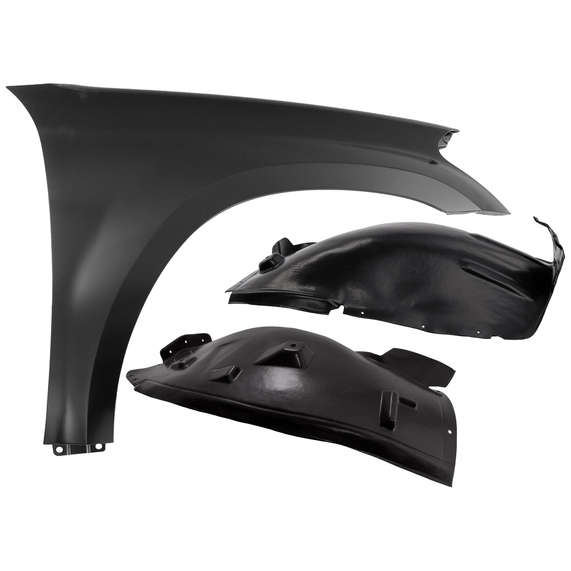 AM GL450-07-12 FRONT FENDER RH 3 pc Kit Primed with Fender Liners SKU KIT 050926 AE968 Partslink MB1241141 MB1249124 MB1249123 OEM 1648800206-1648842622-16488030