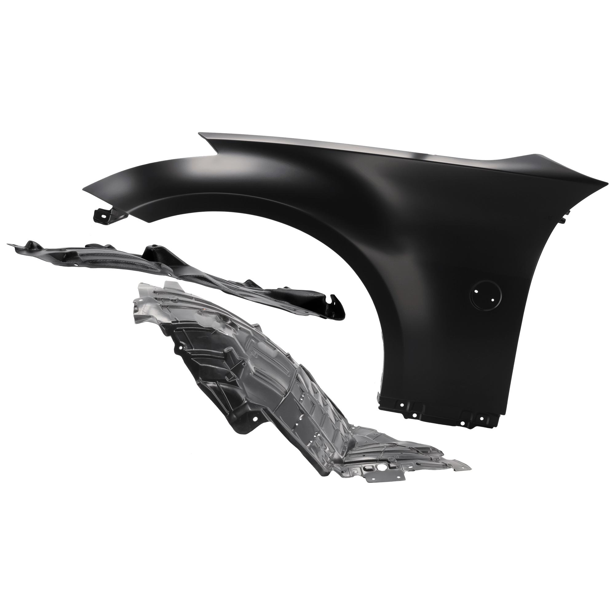 AM 350Z 06-09 FRONT FENDER LH 3 pc Kit Primed with Fender Liners SKU KIT 050926 AE969 Partslink NI1240177 NI1250131 NI1250138 NI1250133 OEM FCA01CD0MA 63843CD000-63843CF4