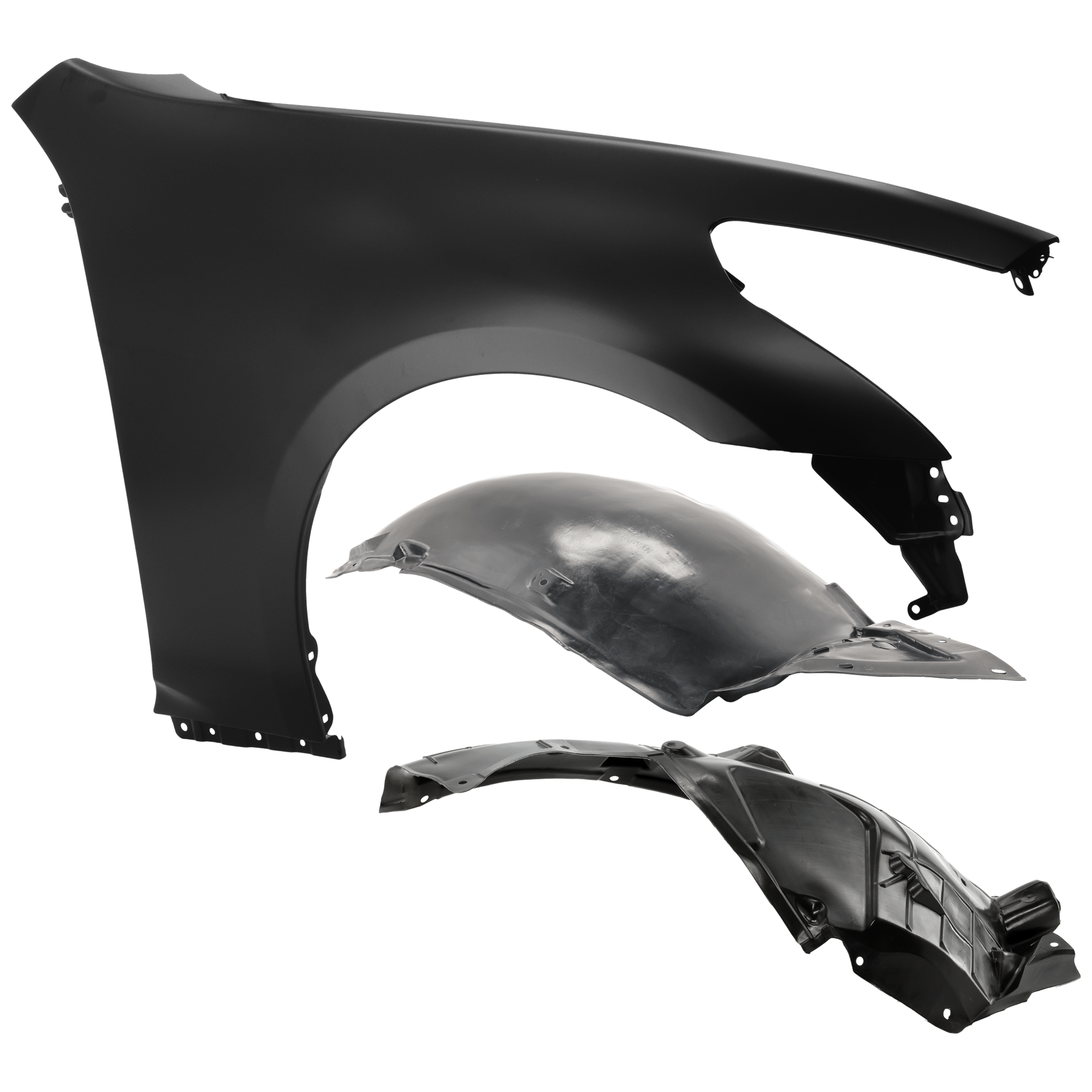 AM G37-09-13 FRONT FENDER RH 3 pc Kit Primed with Fender Liners SKU KIT 050926 AE974 Partslink IN1241110 IN1249119 IN1249107 OEM F3100JK0CA 63844JK30A 63842JK0