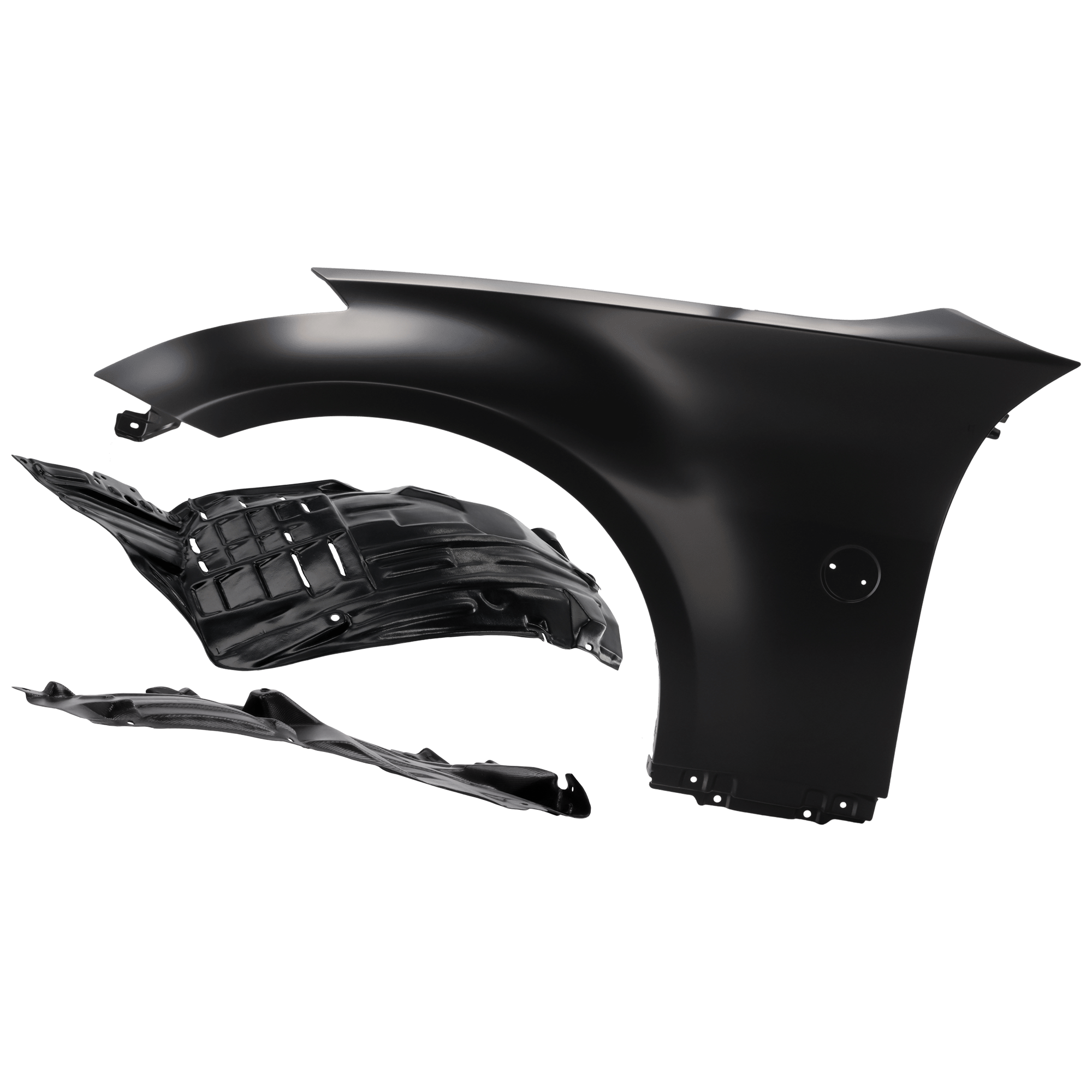 AM 350Z 03-05 FRONT FENDER LH 3 pc Kit Primed with Fender Liners SKU KIT 050926 AE978 Partslink NI1240177 NI1250131 NI1250138 NI1250130 OEM FCA01CD0MA 63843CD000-63843CF4