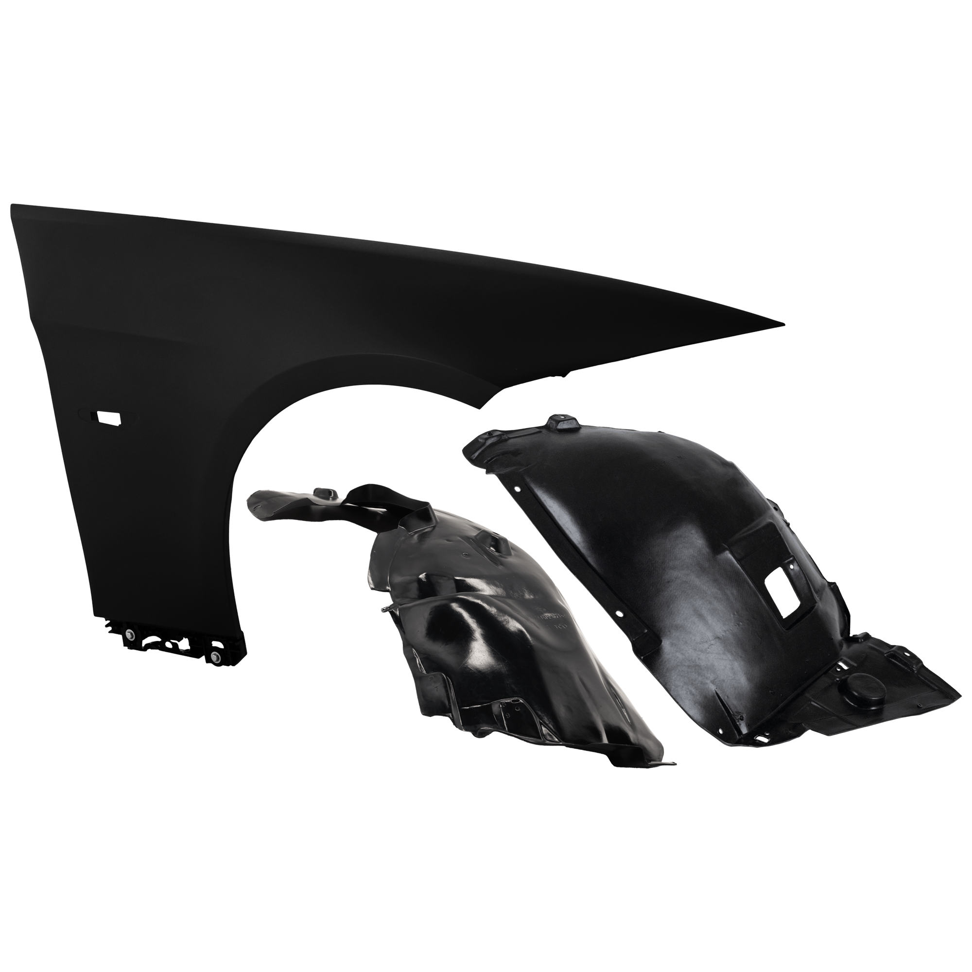 AM 335I 07-13 FRONT FENDER RH 3 pc Kit Primed with Fender Liners SKU KIT 050926 AE983 Partslink BM1241142 BM1249100 BM1251119 BM1251118 OEM 41357168988-51717154412-517171