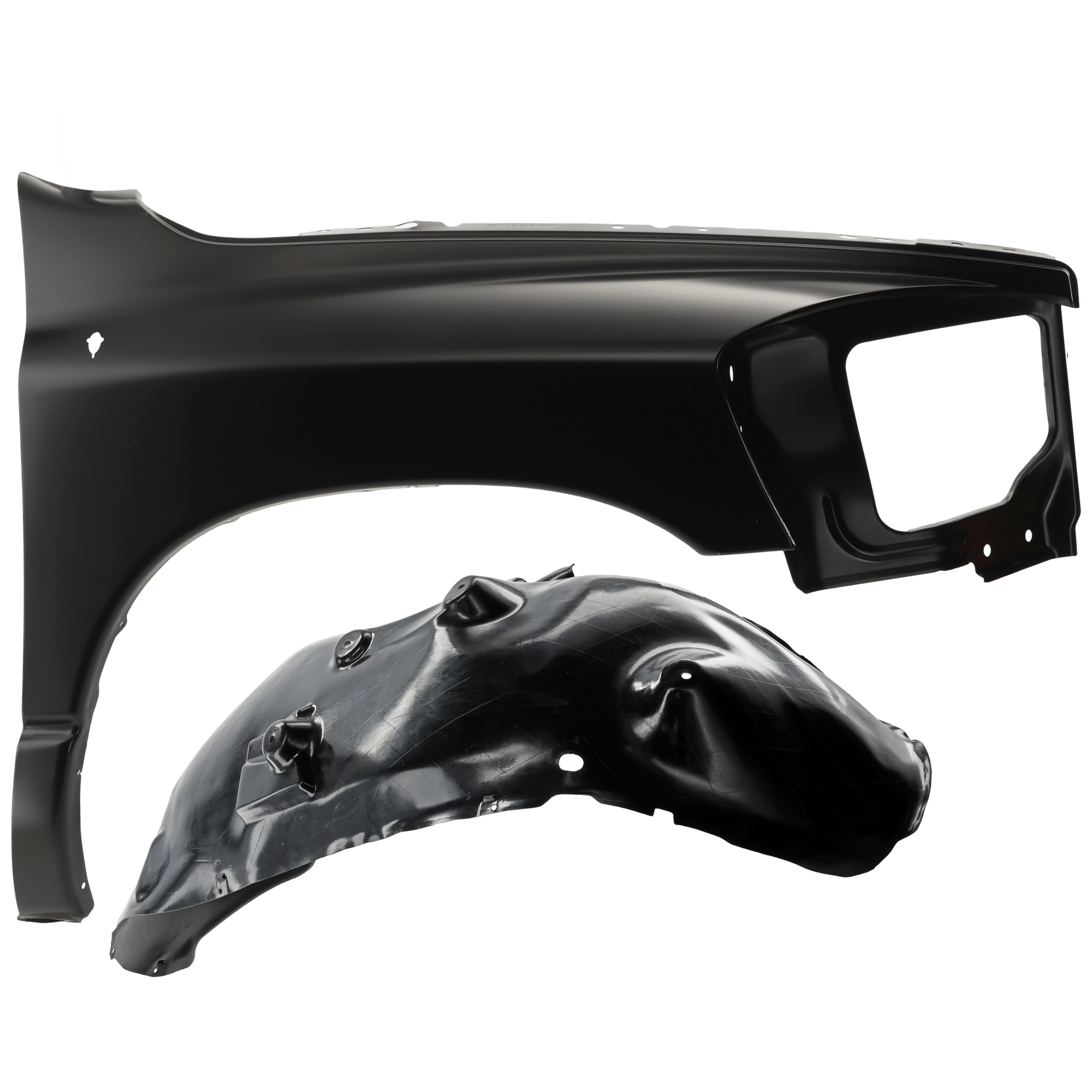 AM RAM 2500 RAM 3500-06-09 FRONT FENDER RH 2 pc Kit Primed with Fender Liner SKU KIT 050926 AE985 Partslink CH1241255 CH1249125 OEM 55276986AB 55275834AI