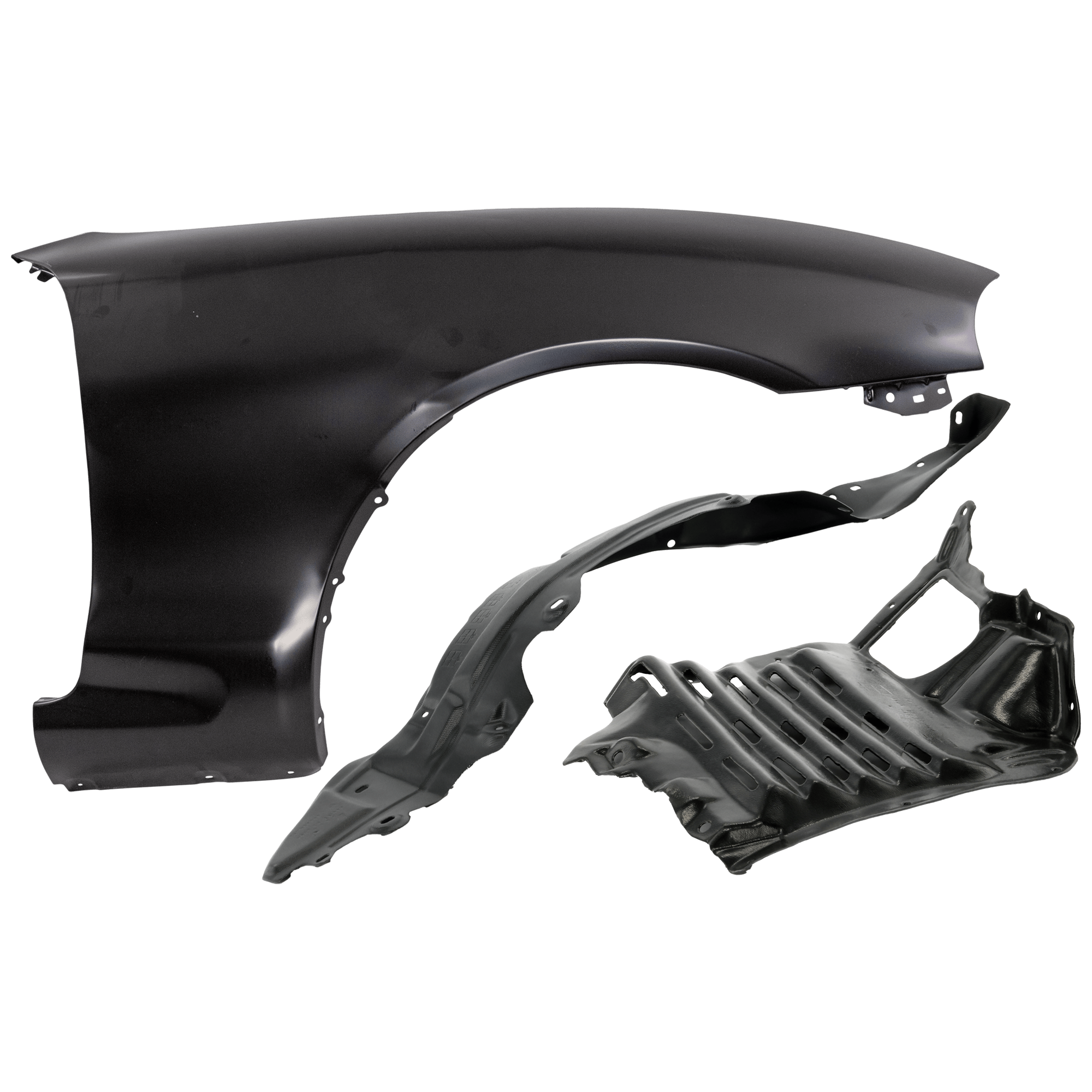 AM MIATA 01-05 FRONT FENDER RH 3 pc Kit Primed with Fender Liners SKU KIT 050926 AE987 Partslink MA1241138 MA1251109 MA1249122 OEM NCY052110F N06756132 NC1056131