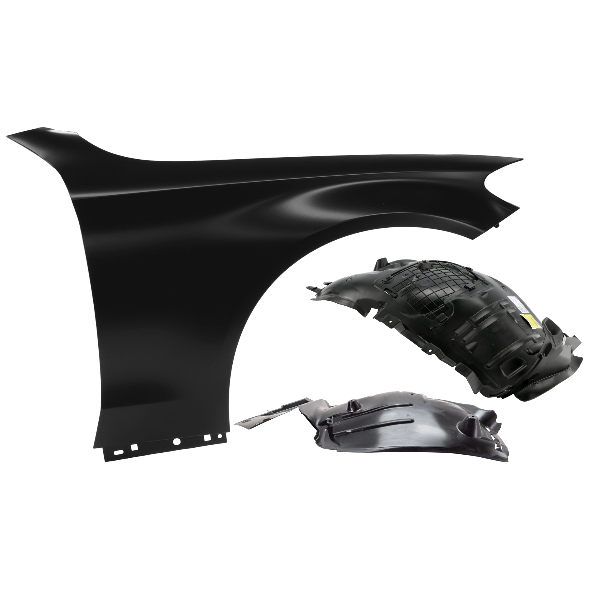 AM C300 C43 AMG 18-21 FRONT FENDER RH 3 pc Kit Primed with Fender Liners SKU KIT 050926 AE994 Partslink MB1241157 MB1249195 MB1249181 OEM 2058800218 PFM 2056913400-2056