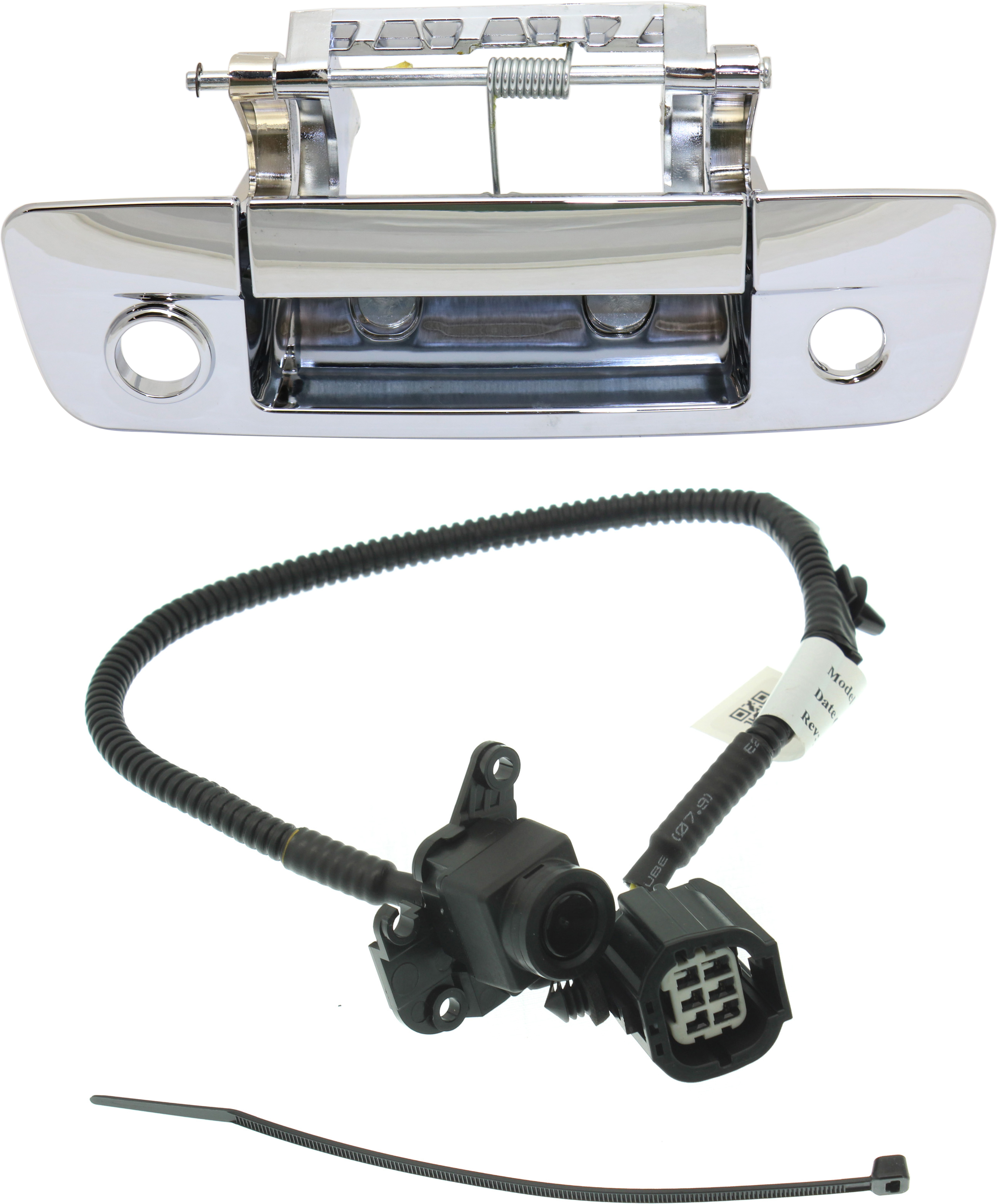 AM DODGE FULL SIZE P U 09-12 TAILGATE HANDLE AND BACK UP CAMERA Outside Chrome w Key Hole and Cable 2 pc Kit with Back Up Camera SKU KIT 051016-03 Partslink CH1960100 OEM 68084284AB PFM 56054164AD