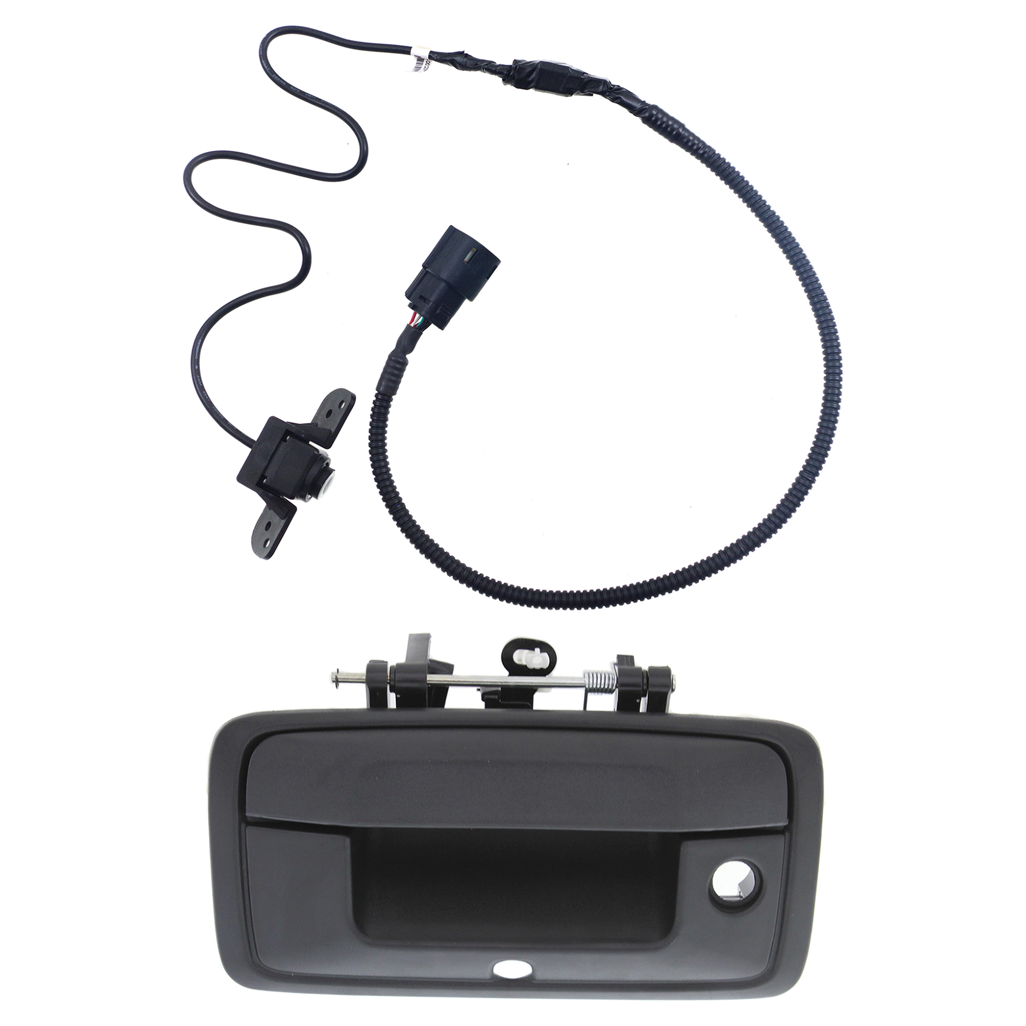 AM SILVERADO SIERRA P U 14-15 TAILGATE HANDLE AND BACK UP CAMERA Outside Textured Black Plastic w Key Hole 2 pc Kit with Back Up Camera SKU KIT 051016-15 Partslink GM1915133 GM1960114 OEM 23448681-23128692-23306741