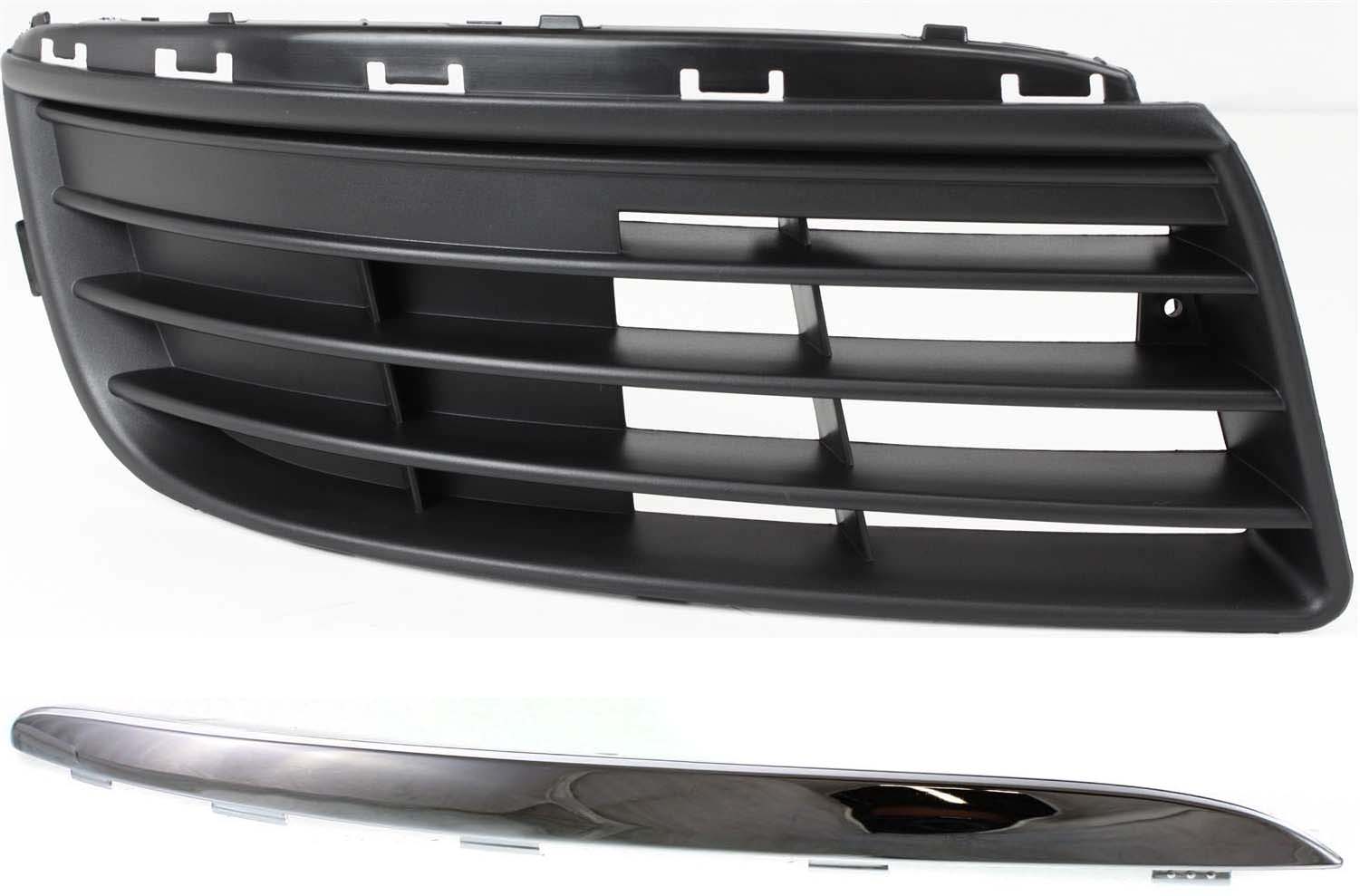 AM JETTA 05-10 FRONT BUMPER GRILLE RH Outer 2 pc kit with Bumper Trim SKU KIT 051017-06 Partslink VW1036107 VW1213100 OEM 1K0853666F9B9-1K08072442ZZ