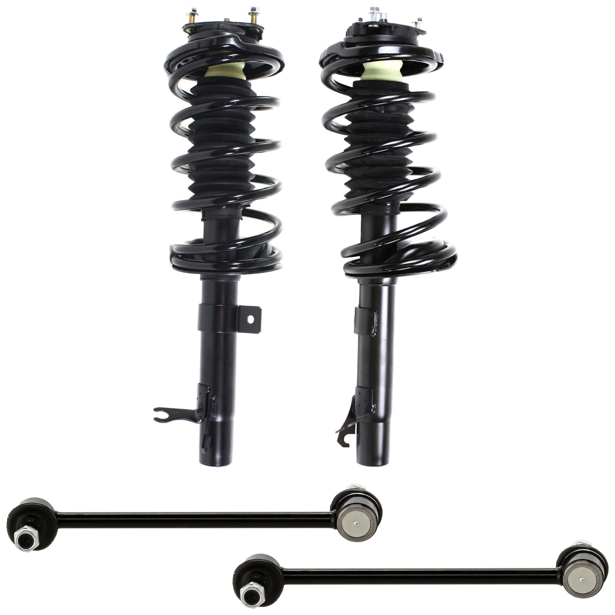 AM FOCUS 00-05 FRONT SUSPENSION KIT RH AND LH 4 pc Kit with Loaded Struts and Sway Bar Links SKU KIT 051017-30 OEM 3U2Z18124BT YS4Z18124FF YS4Z18