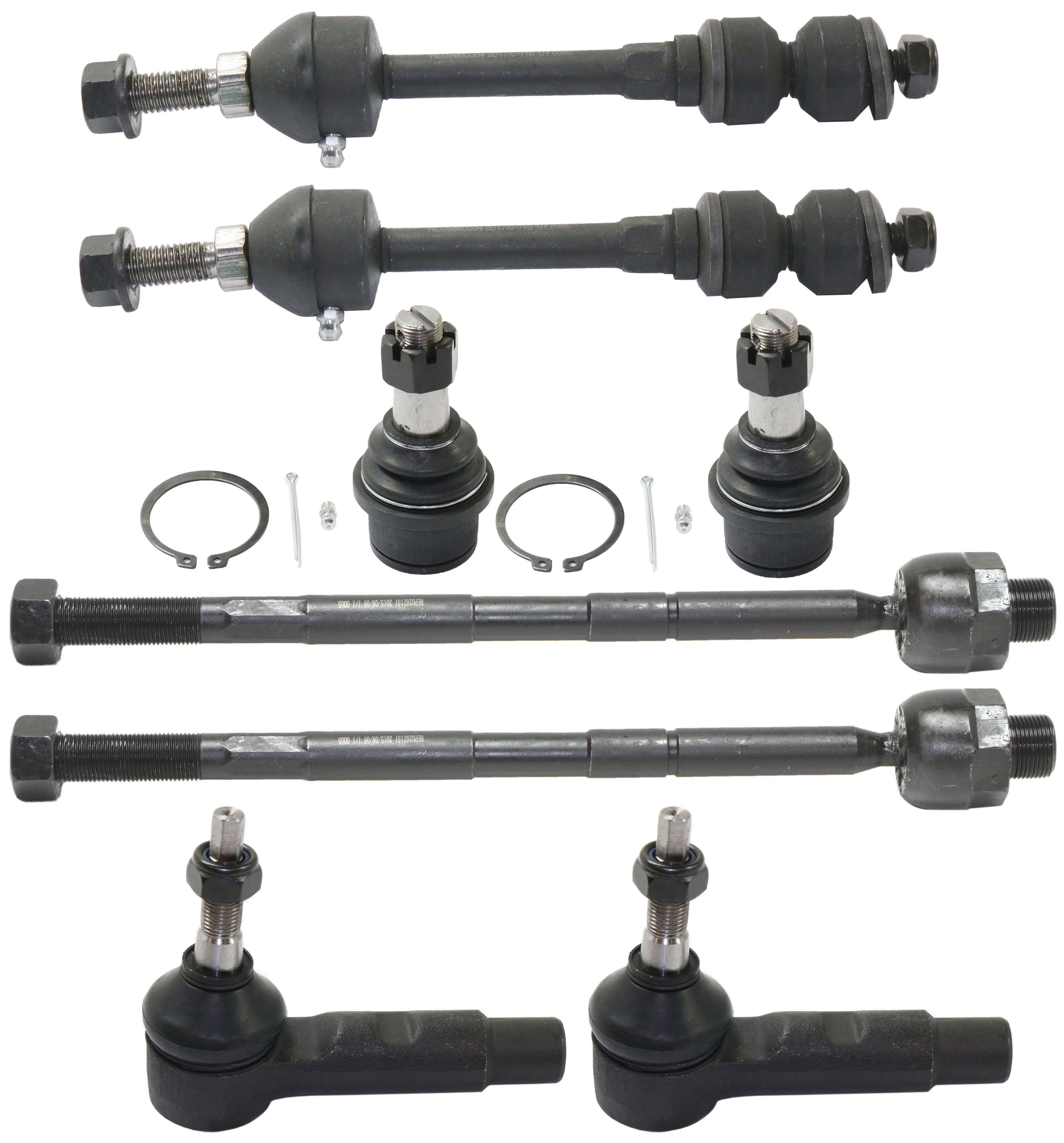 AM RAM 2500-3500 P U 03-10 FRONT SUSPENSION KIT RH AND LH 8 pc Kit with Ball Joints Sway Bar Links and Tie Rod Ends SKU KIT 051017-41 OEM 05086980AD 05170824AD 18312-54