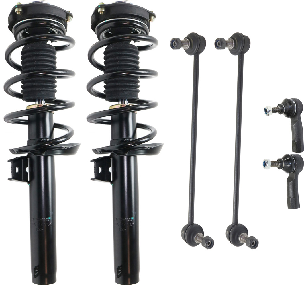 AM BEETLE 12-19 JETTA 05-18 FRONT FULLY LOADED STRUT RH AND LH Gas Charged Twin tube 6 pc Kit with Tie Rod End Sway Bar Link SKU KIT 051017-47 OEM 172311-872212-3335576-50172