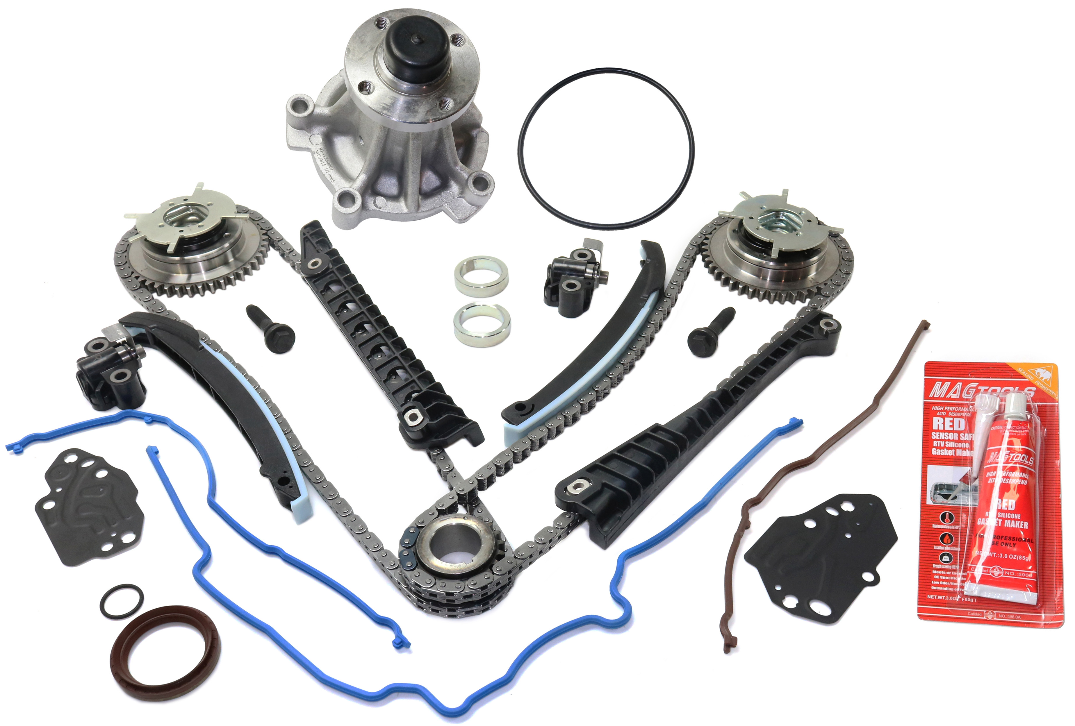 AM F 150-04-09 F 250 SUPER DUTY 05-10 TIMING CHAIN KIT 2 pc kit with Water Pump SKU KIT 051017-58 OEM 3L3Z8501CA
