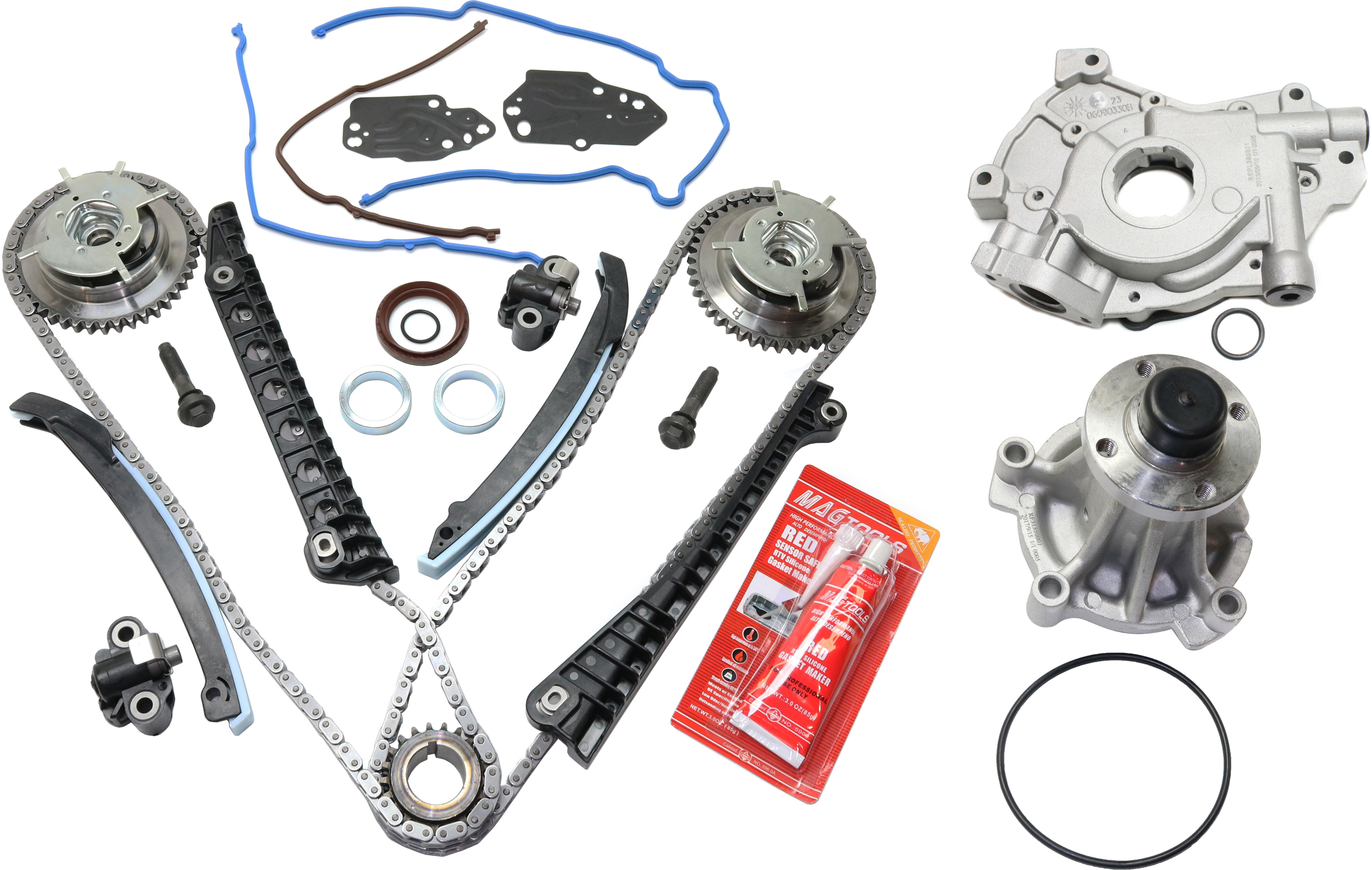 AM F 150-04-09 F 250 SUPER DUTY 05-10 TIMING CHAIN KIT 3 pc kit with Oil Pump and Water Pump SKU KIT 051017-60 OEM 3L3Z8501CA