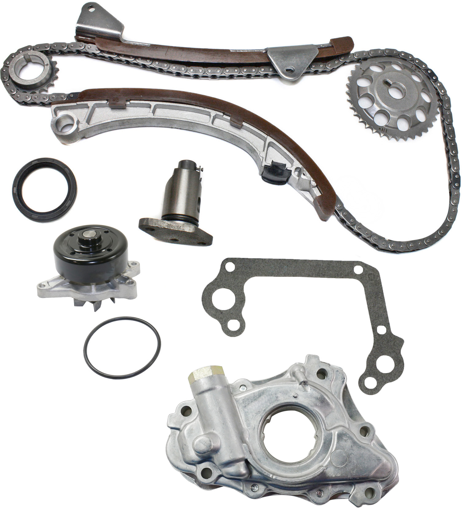 AM VIBE 03-06 COROLLA 04-08 FRONT TIMING CHAIN KIT 3 pc kit with Oil Pump and Water Pump SKU KIT 051017-63 OEM 94200SA 1510022020-1510022021