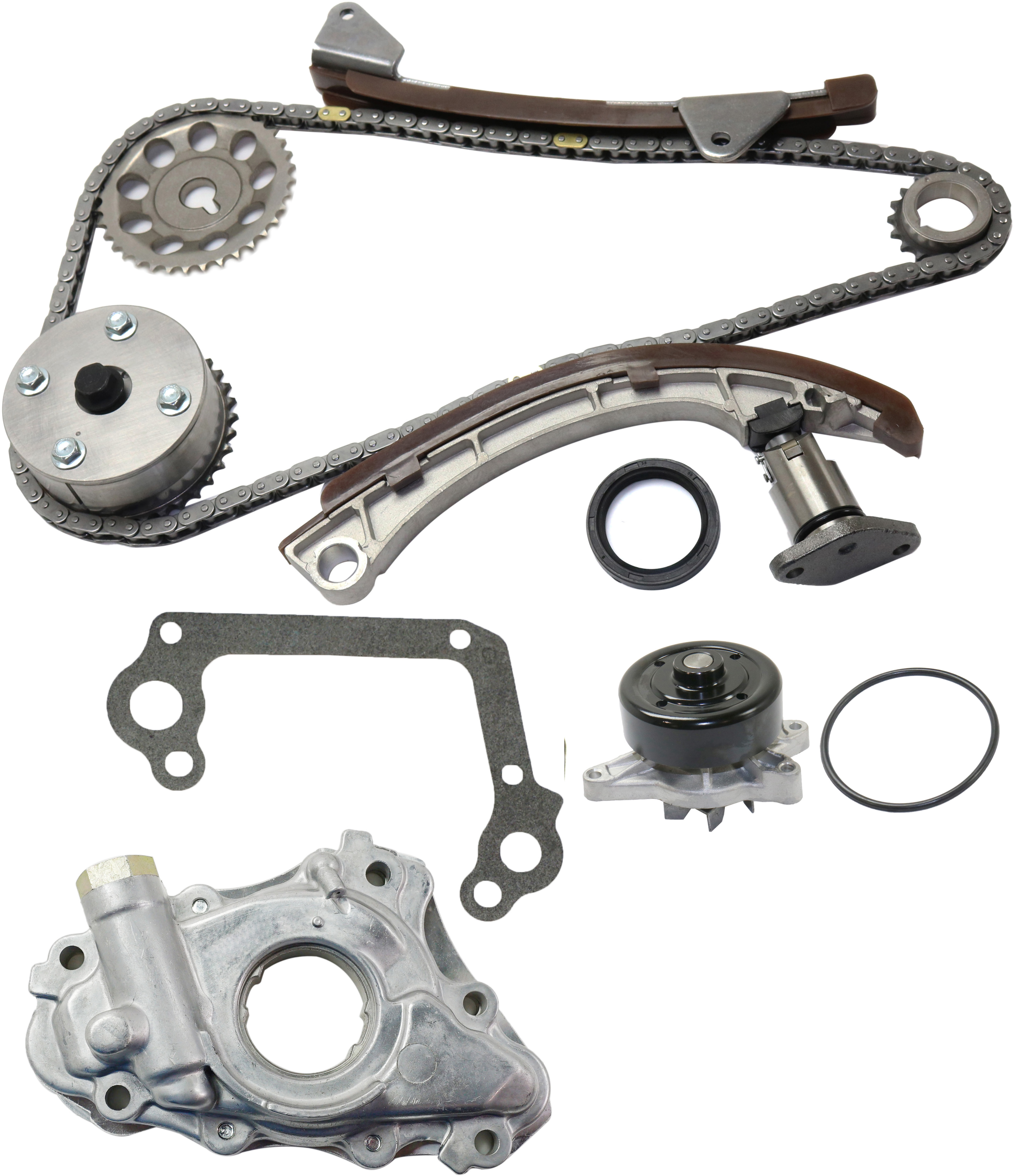 AM COROLLA 00-08 VIBE 03-08 TIMING CHAIN KIT 3 pc kit with Oil Pump and Water Pump SKU KIT 051017-64 OEM 1510022020-1510022021-15100220