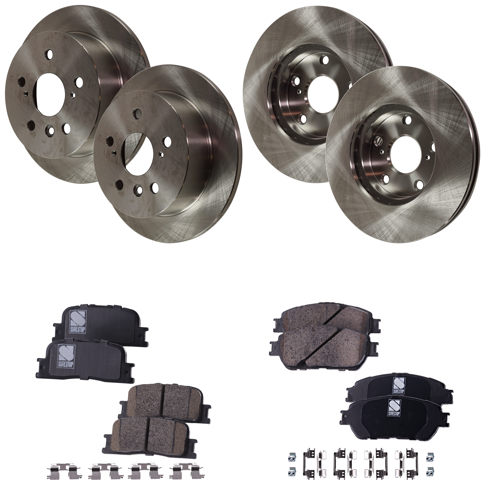 AM CAMRY 05-05 FRONT AND REAR BRAKE DISC AND PAD KIT 8 pc kit SKU KIT 051023-05 OEM 4351233070-4243133100-42431060