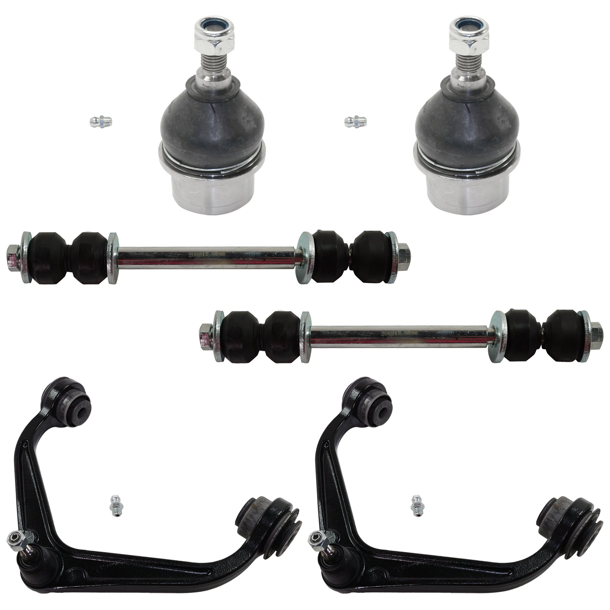 AM SIERRA SILVERADO 2500 HD 3500 HD 11-19 FRONT CONTROL ARM RH AND LH Upper 6 pc kit with Ball Joint and Sway Bar Link SKU KIT 051024 C110 OEM 20924215 BJ91415-1880631-26512